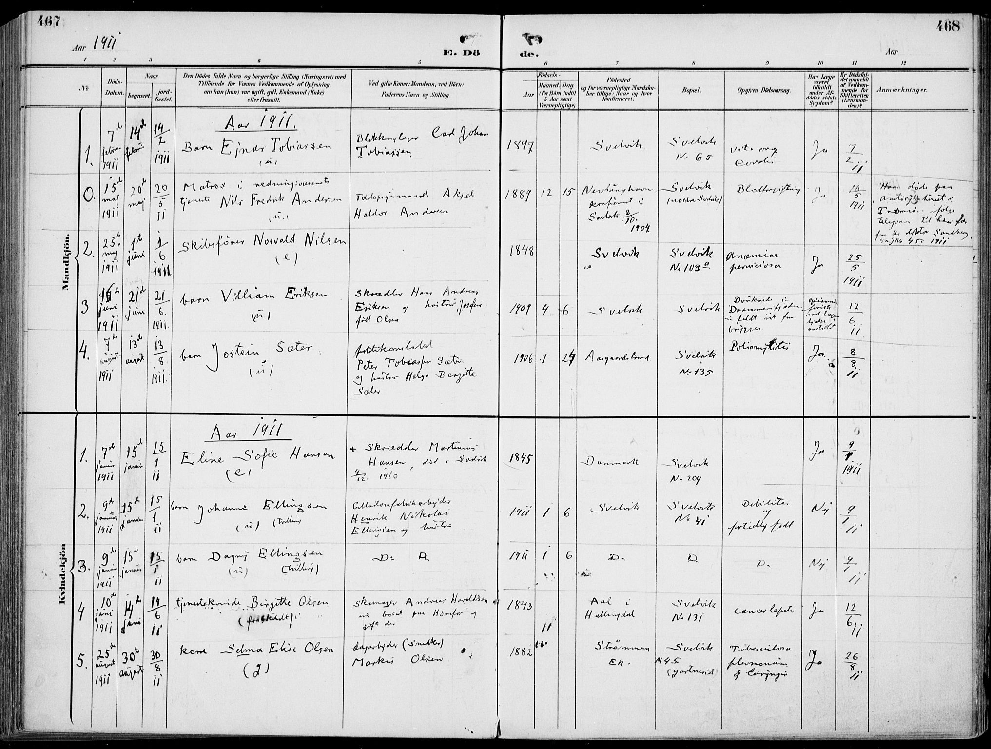 Strømm kirkebøker, AV/SAKO-A-322/F/Fb/L0002: Parish register (official) no. II 2, 1900-1919, p. 467-468