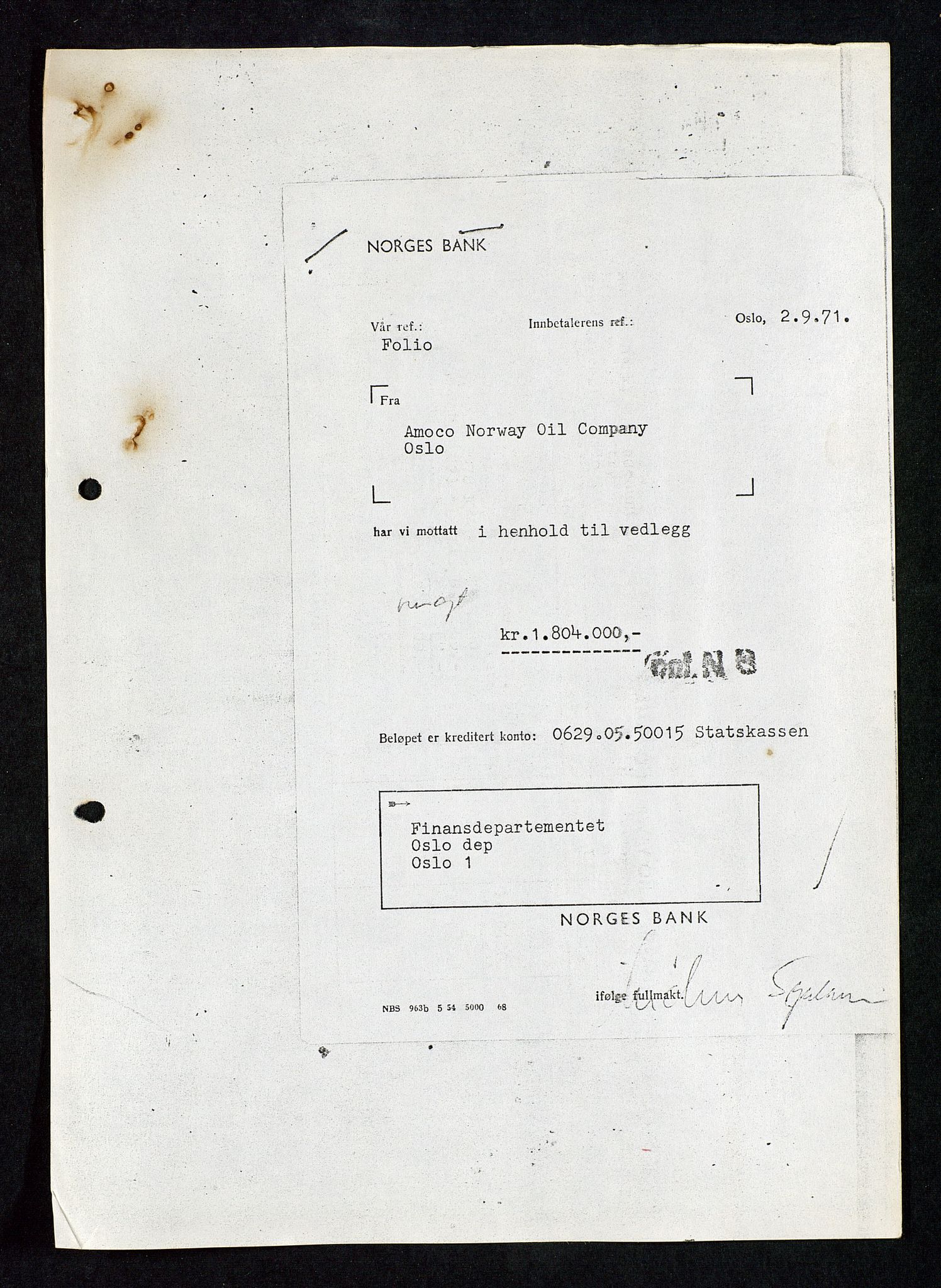 Industridepartementet, Oljekontoret, AV/SAST-A-101348/Da/L0004: Arkivnøkkel 711 - 712 Utvinningstillatelser, 1970-1971, p. 70