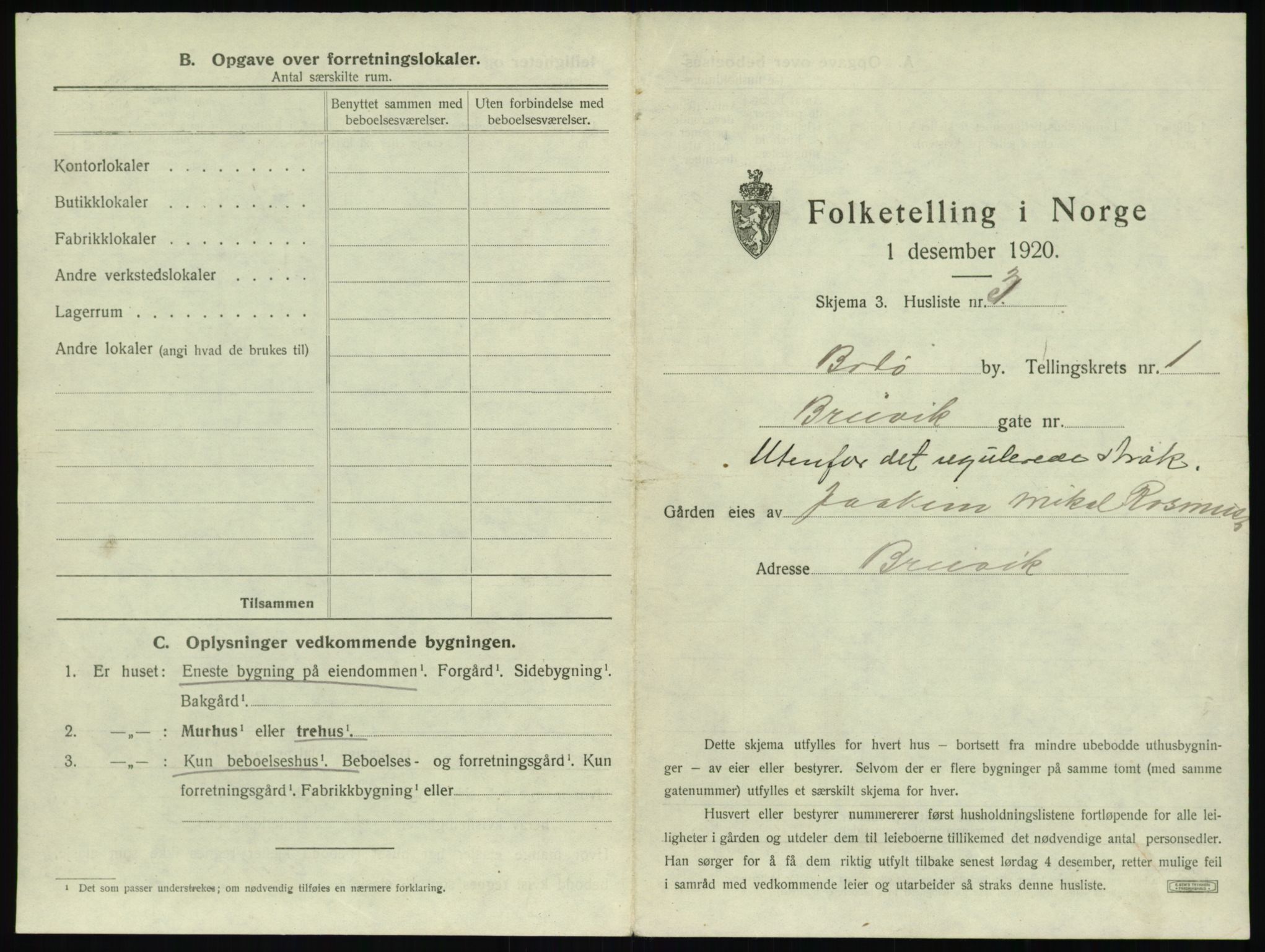 SAT, 1920 census for Bodø, 1920, p. 45