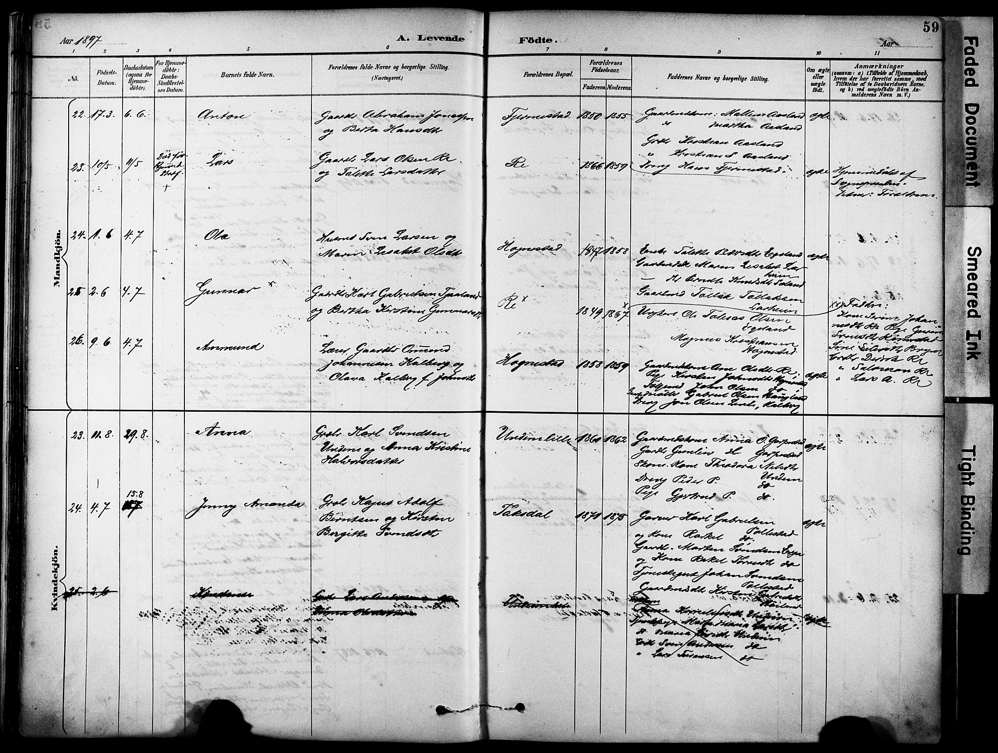 Lye sokneprestkontor, AV/SAST-A-101794/001/30BA/L0011: Parish register (official) no. A 9, 1893-1903, p. 59