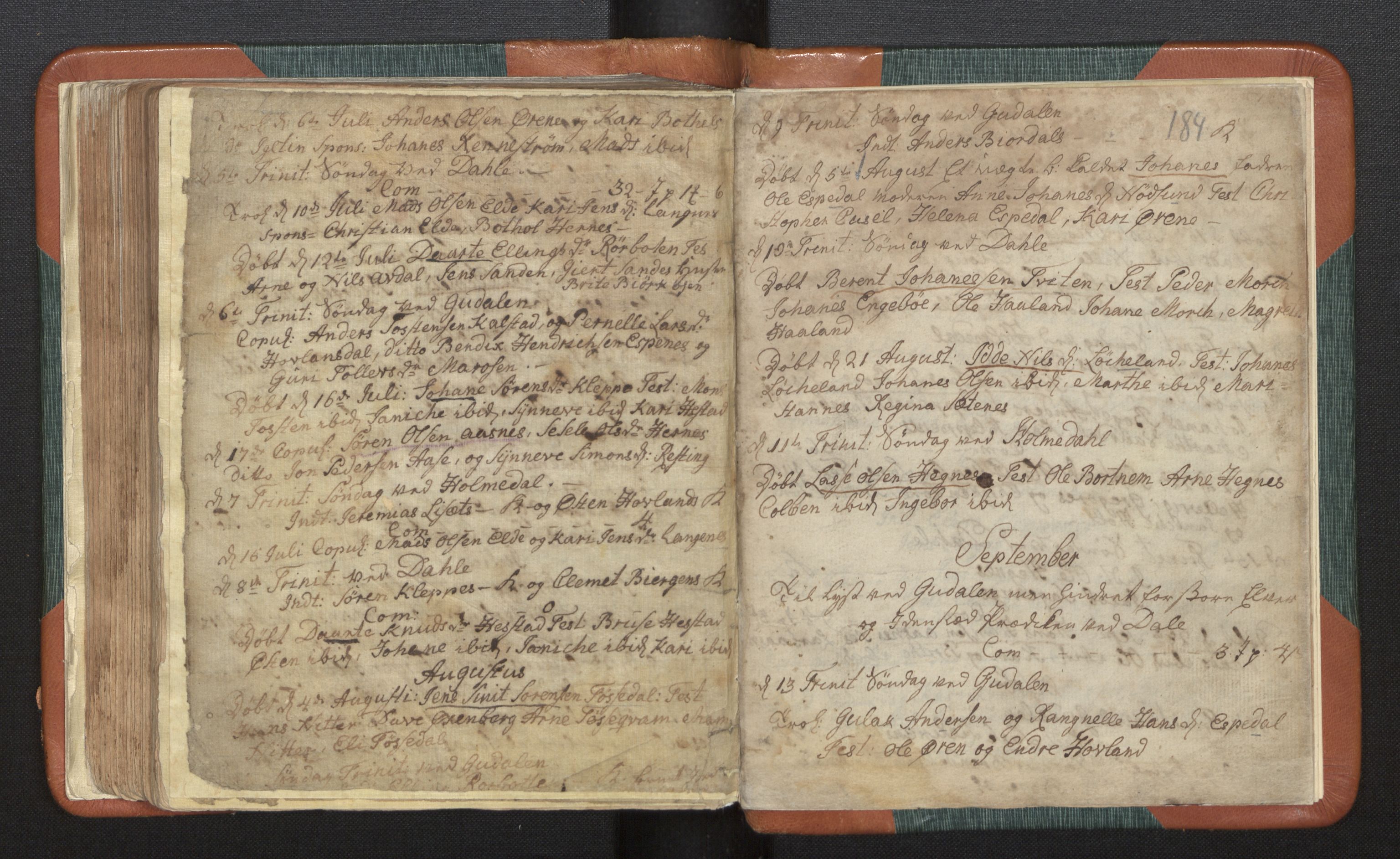 Fjaler sokneprestembete, SAB/A-79801/H/Haa/Haaa/L0002: Parish register (official) no. A 2, 1779-1798, p. 184