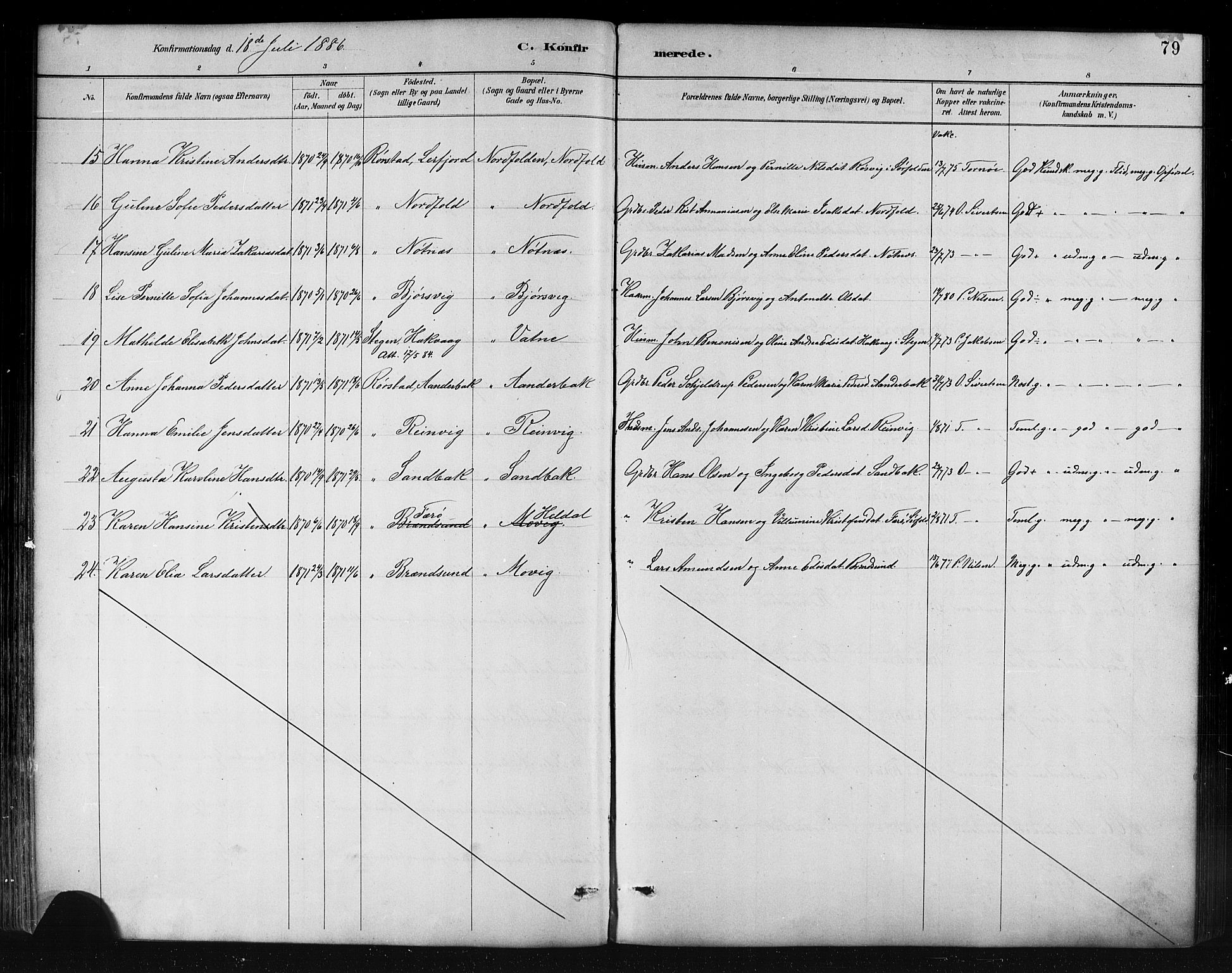 Ministerialprotokoller, klokkerbøker og fødselsregistre - Nordland, AV/SAT-A-1459/858/L0831: Parish register (official) no. 858A01, 1884-1902, p. 79