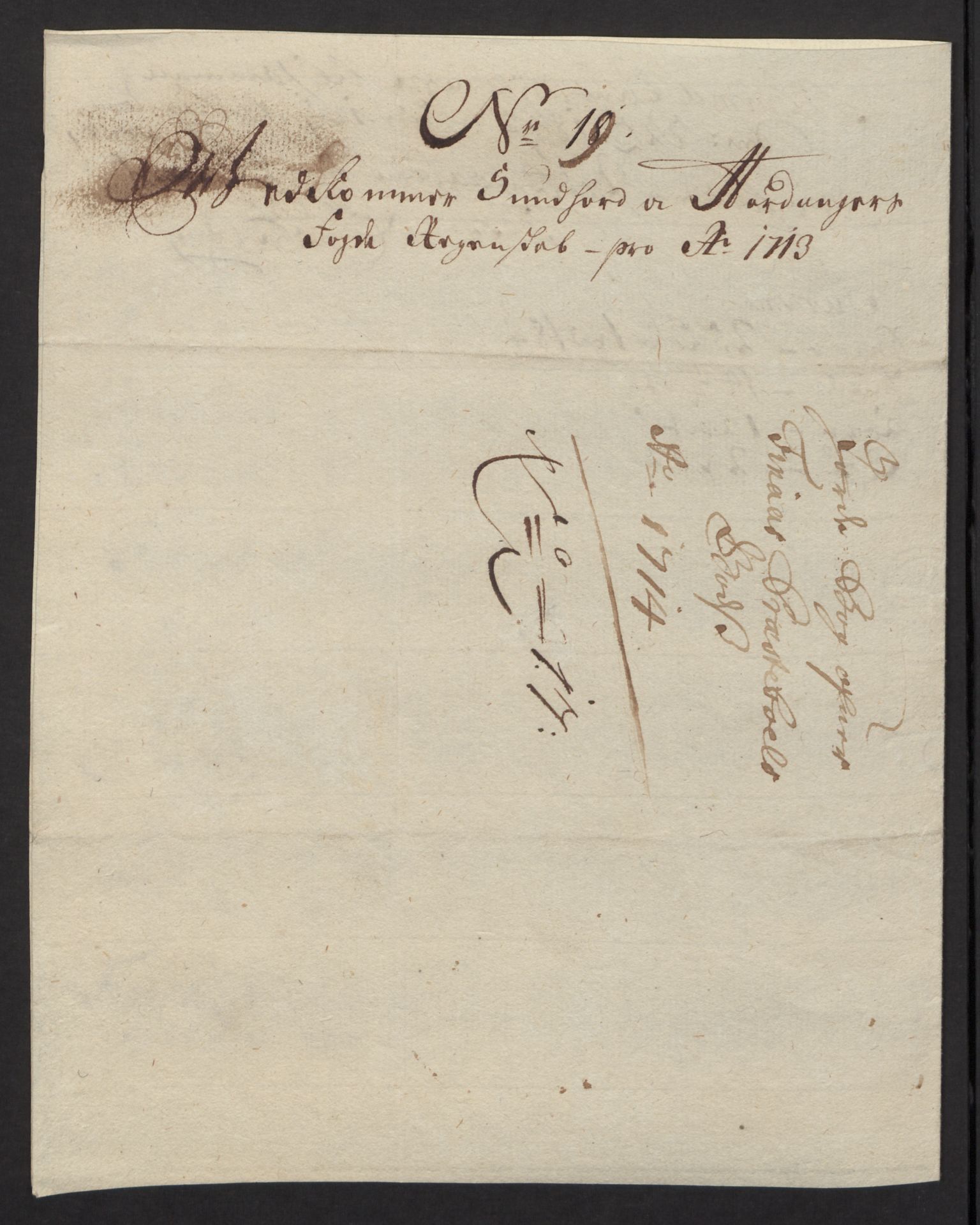 Rentekammeret inntil 1814, Reviderte regnskaper, Fogderegnskap, AV/RA-EA-4092/R48/L2989: Fogderegnskap Sunnhordland og Hardanger, 1713, p. 195