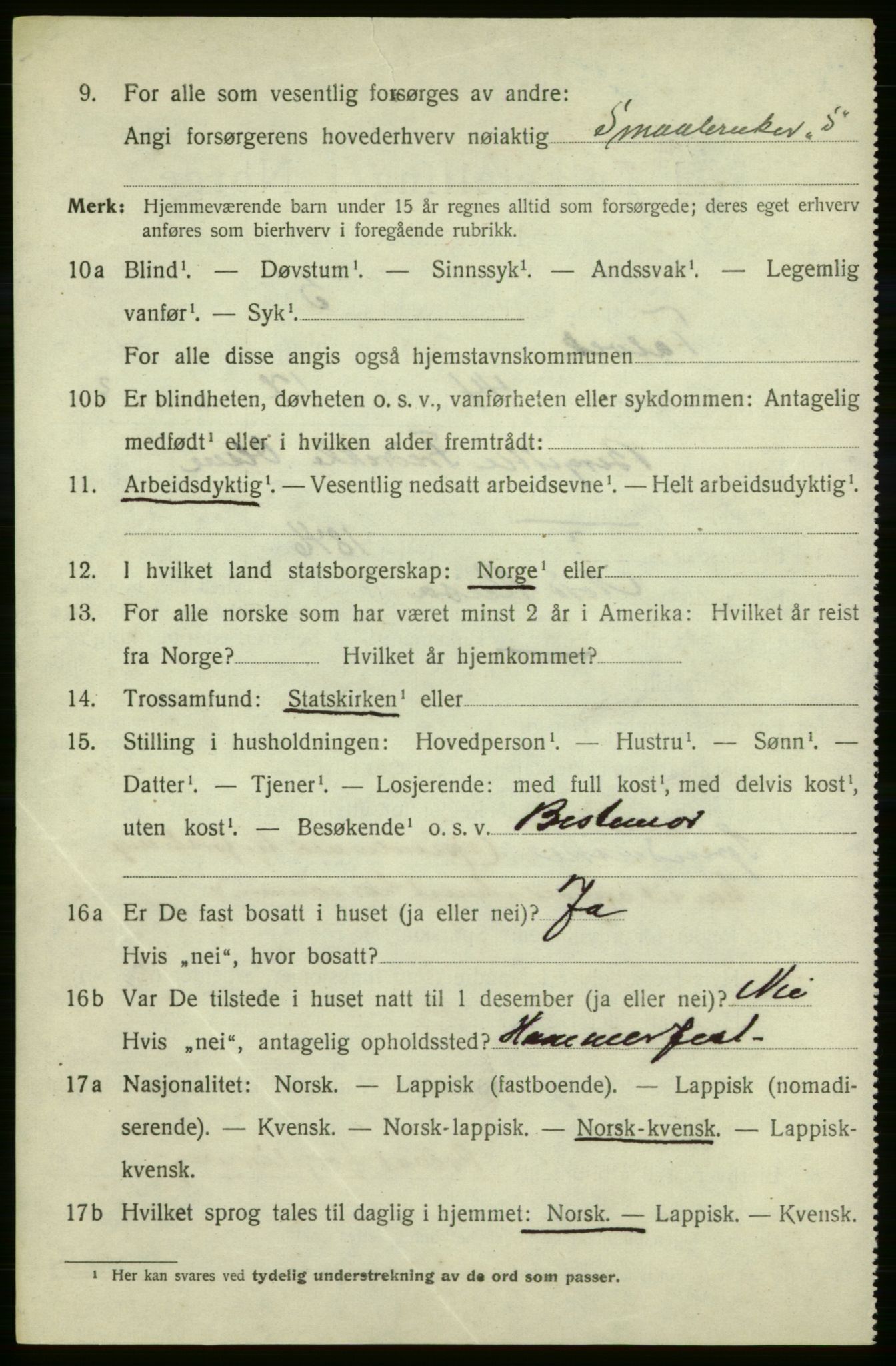 SATØ, 1920 census for Talvik, 1920, p. 2171