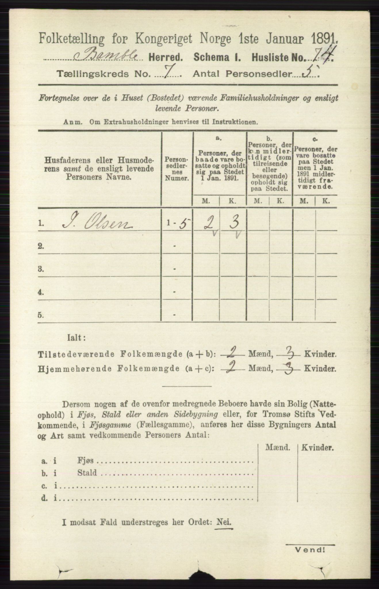 RA, 1891 census for 0814 Bamble, 1891, p. 2976