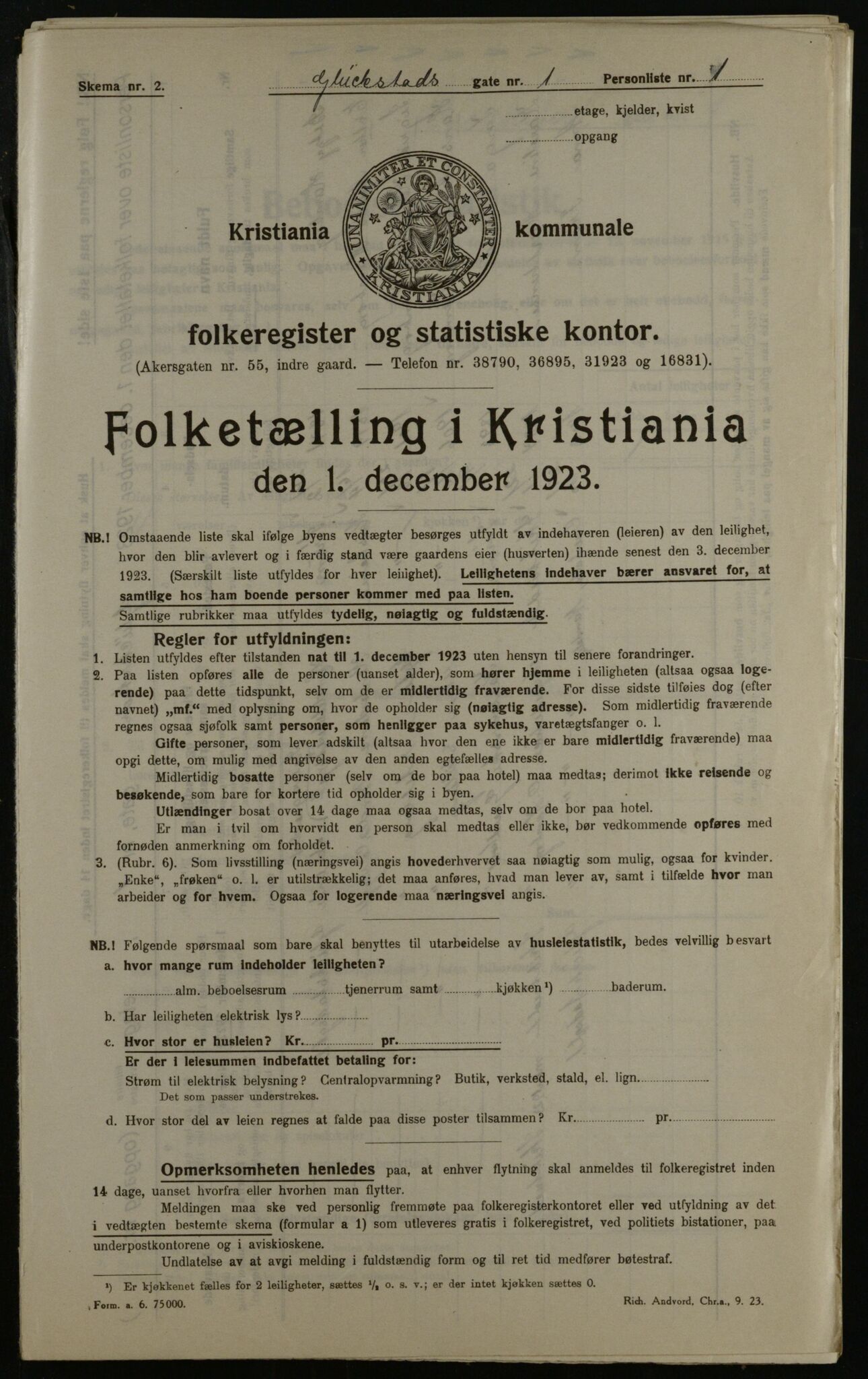 OBA, Municipal Census 1923 for Kristiania, 1923, p. 33257