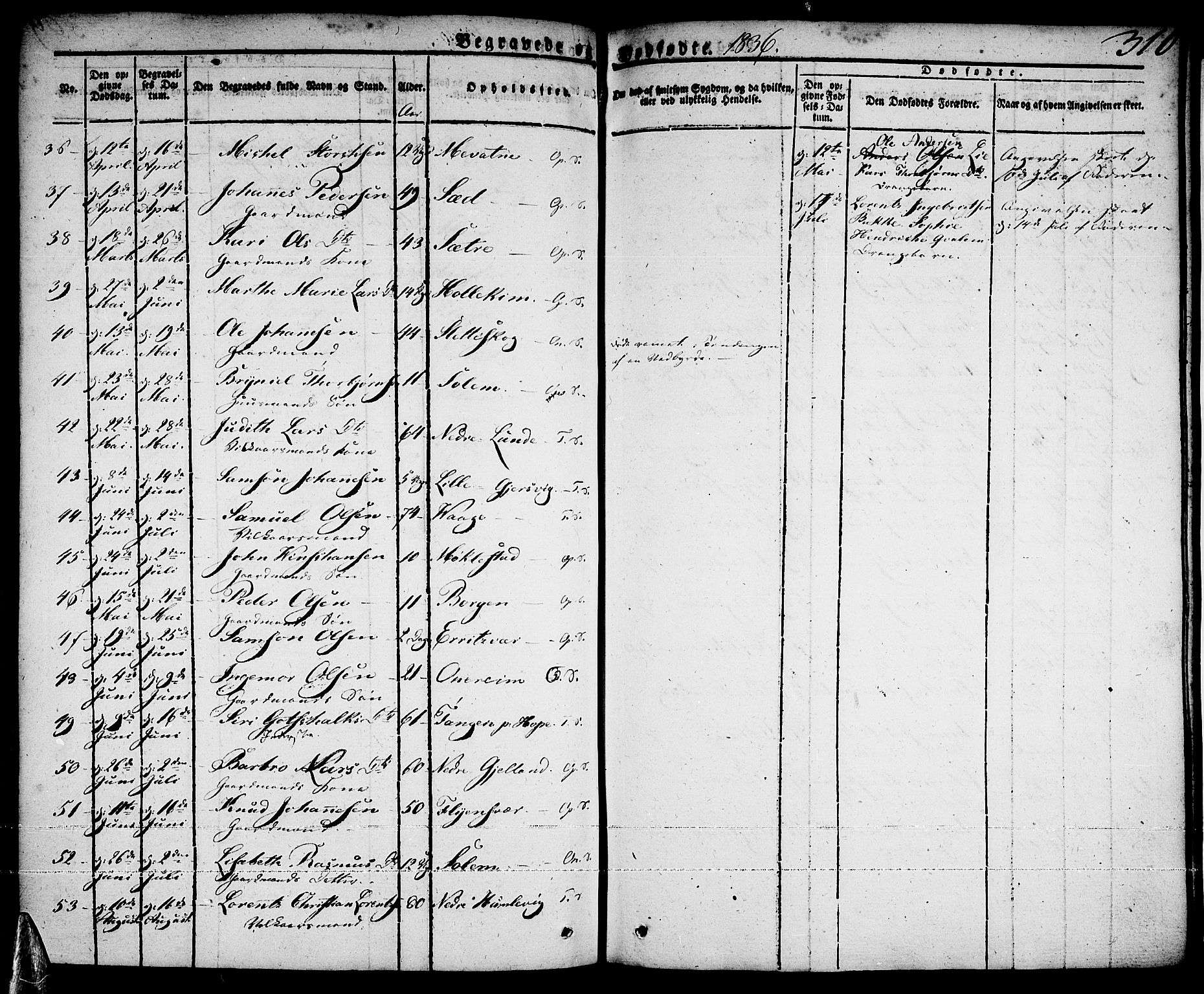 Tysnes sokneprestembete, AV/SAB-A-78601/H/Haa: Parish register (official) no. A 8, 1826-1837, p. 310