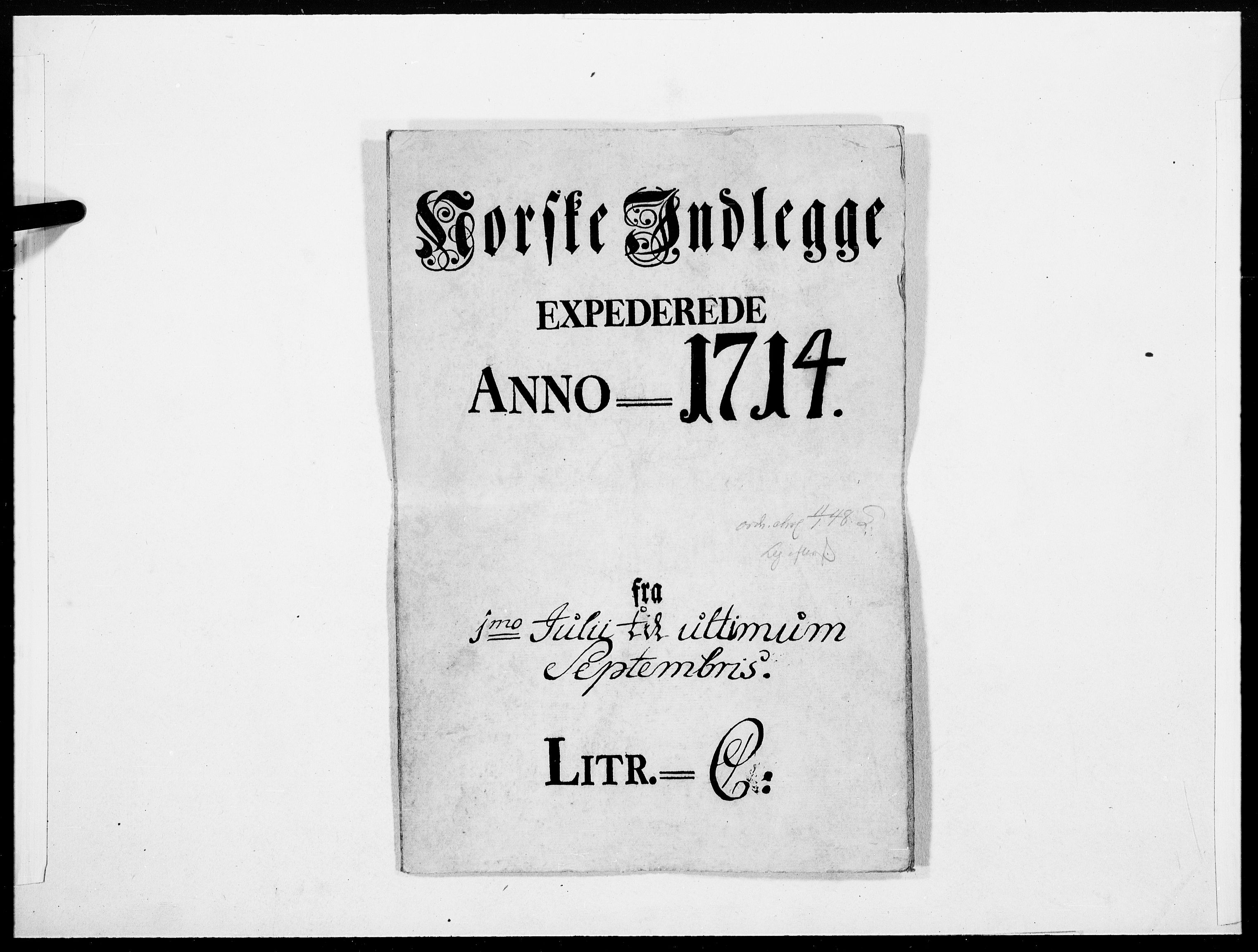 Danske Kanselli 1572-1799, RA/EA-3023/F/Fc/Fcc/Fcca/L0075: Norske innlegg 1572-1799, 1714, p. 1