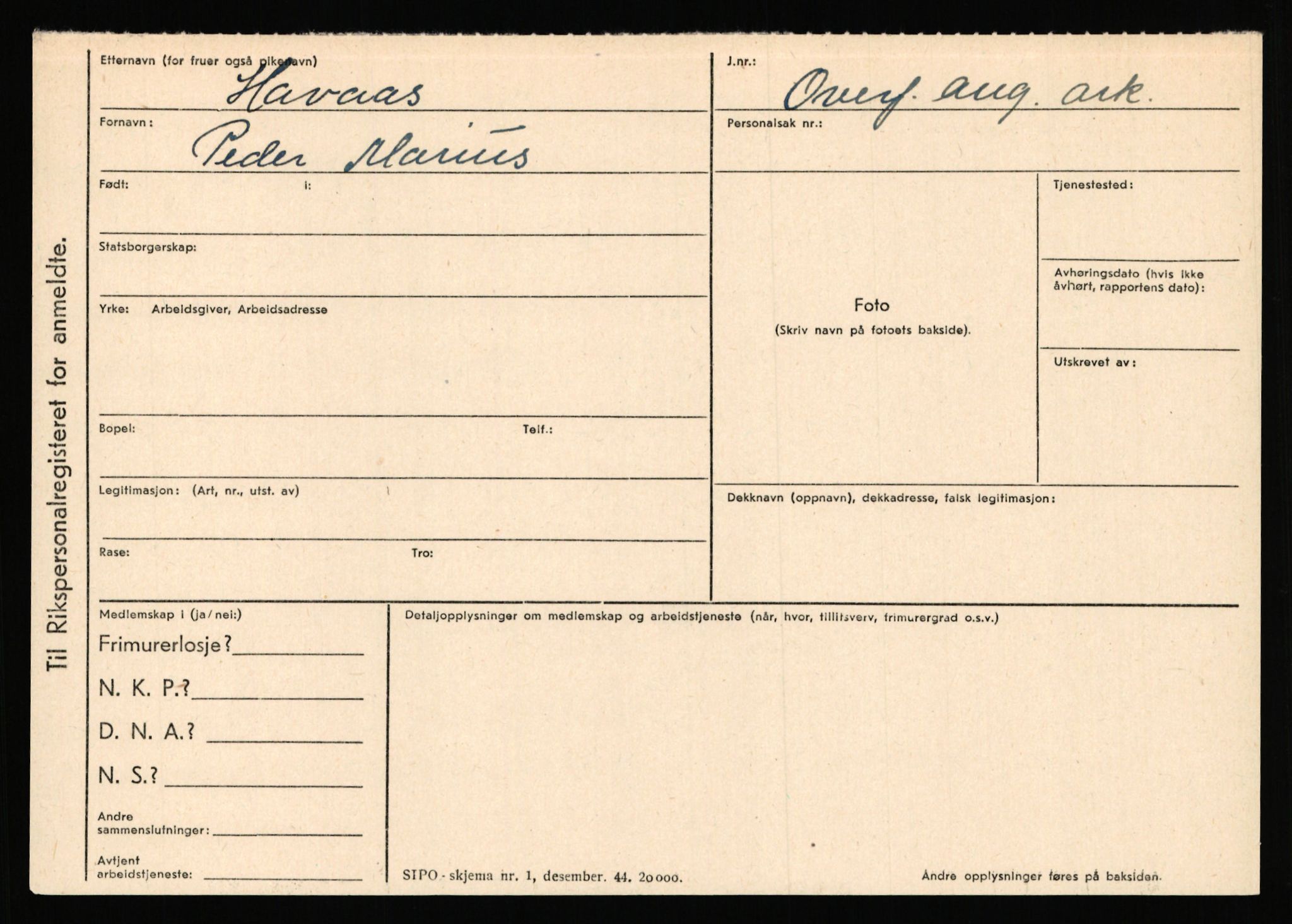 Statspolitiet - Hovedkontoret / Osloavdelingen, AV/RA-S-1329/C/Ca/L0006: Hanche - Hokstvedt, 1943-1945, p. 2829