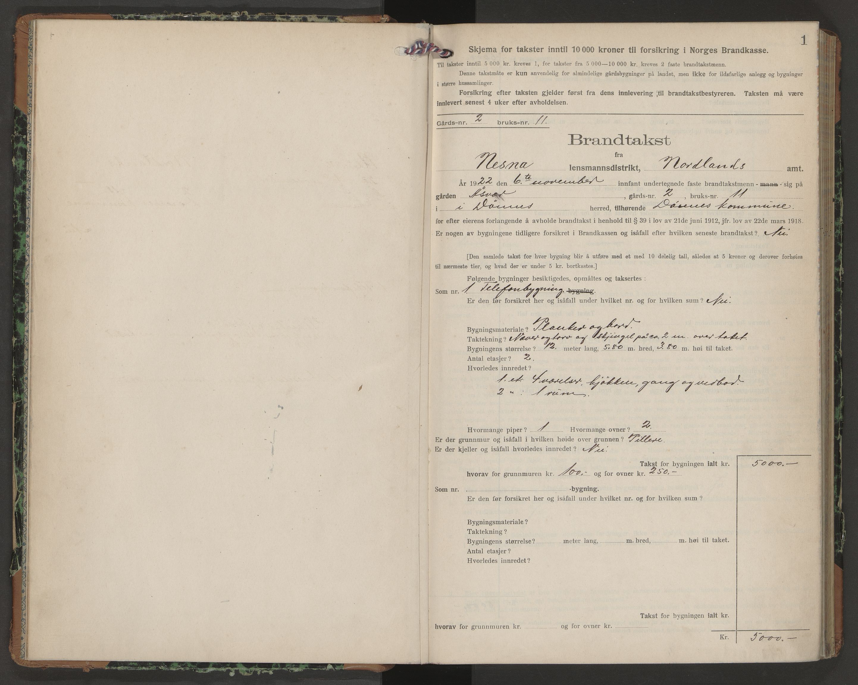 Norges Brannkasse Nesna, AV/SAT-A-5575/Fb/L0006: Branntakstprotokoll, 1922-1926