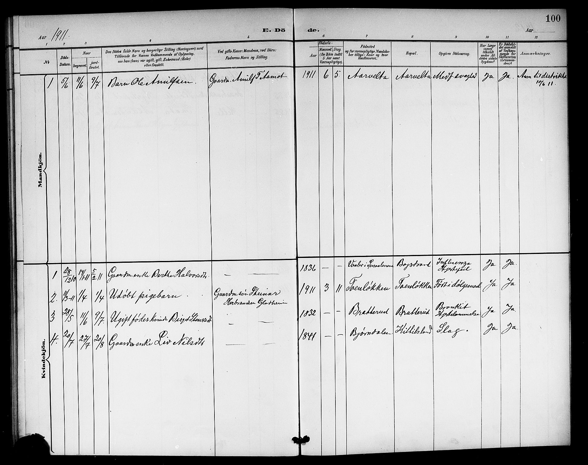 Rollag kirkebøker, SAKO/A-240/G/Gb/L0003: Parish register (copy) no. II 3, 1897-1919, p. 100