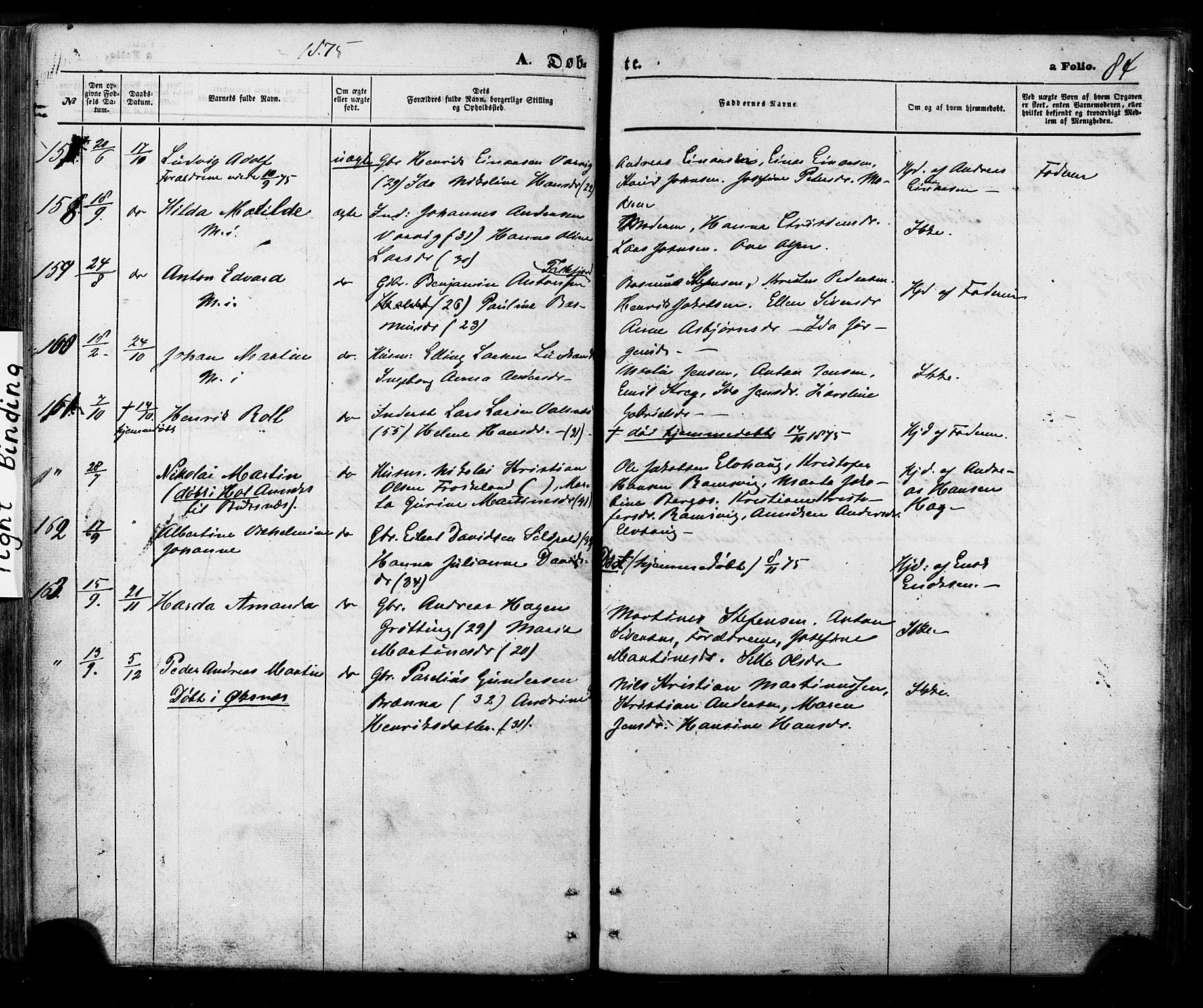 Ministerialprotokoller, klokkerbøker og fødselsregistre - Nordland, AV/SAT-A-1459/888/L1242: Parish register (official) no. 888A08, 1870-1875, p. 84