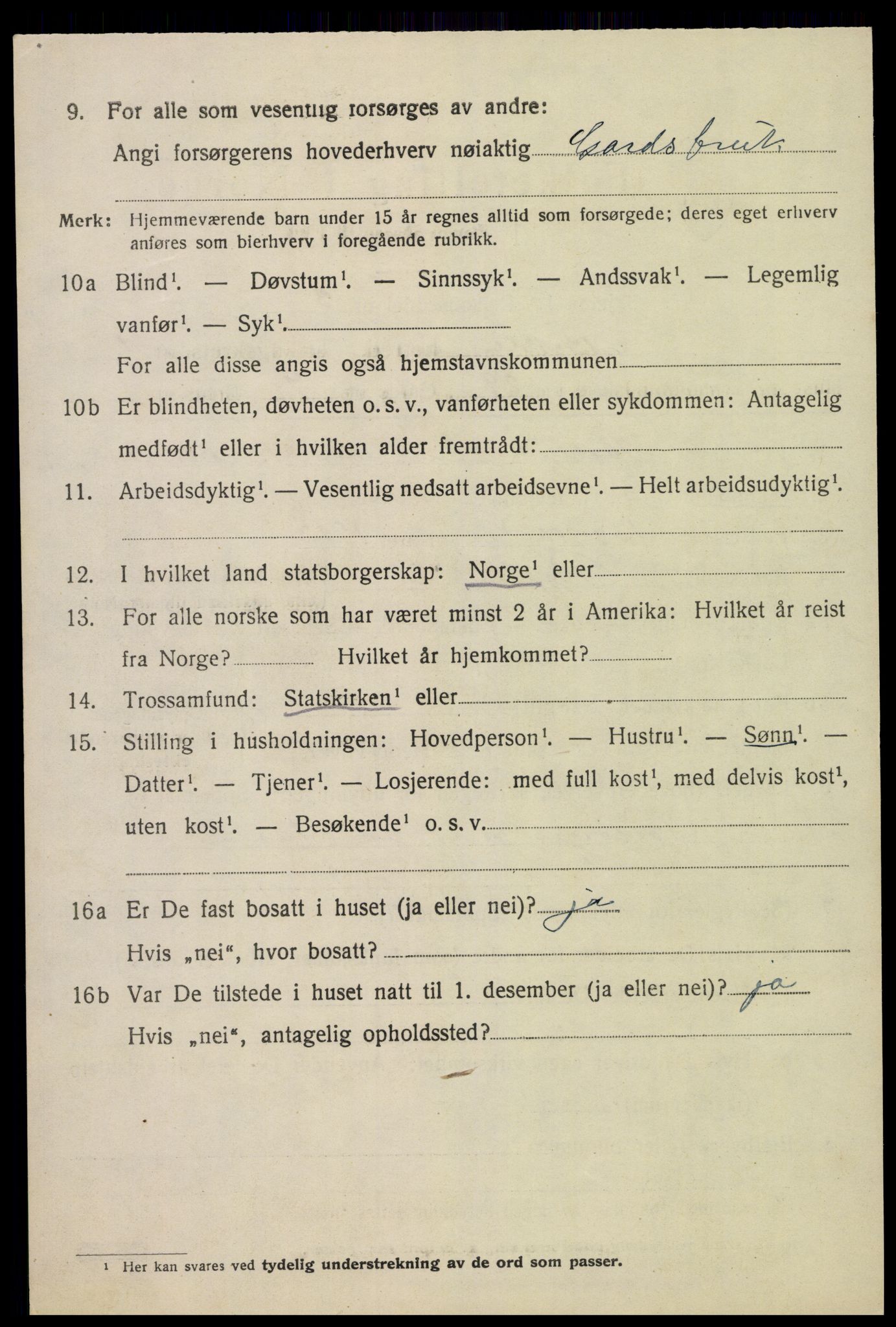 SAK, 1920 census for Bykle, 1920, p. 572