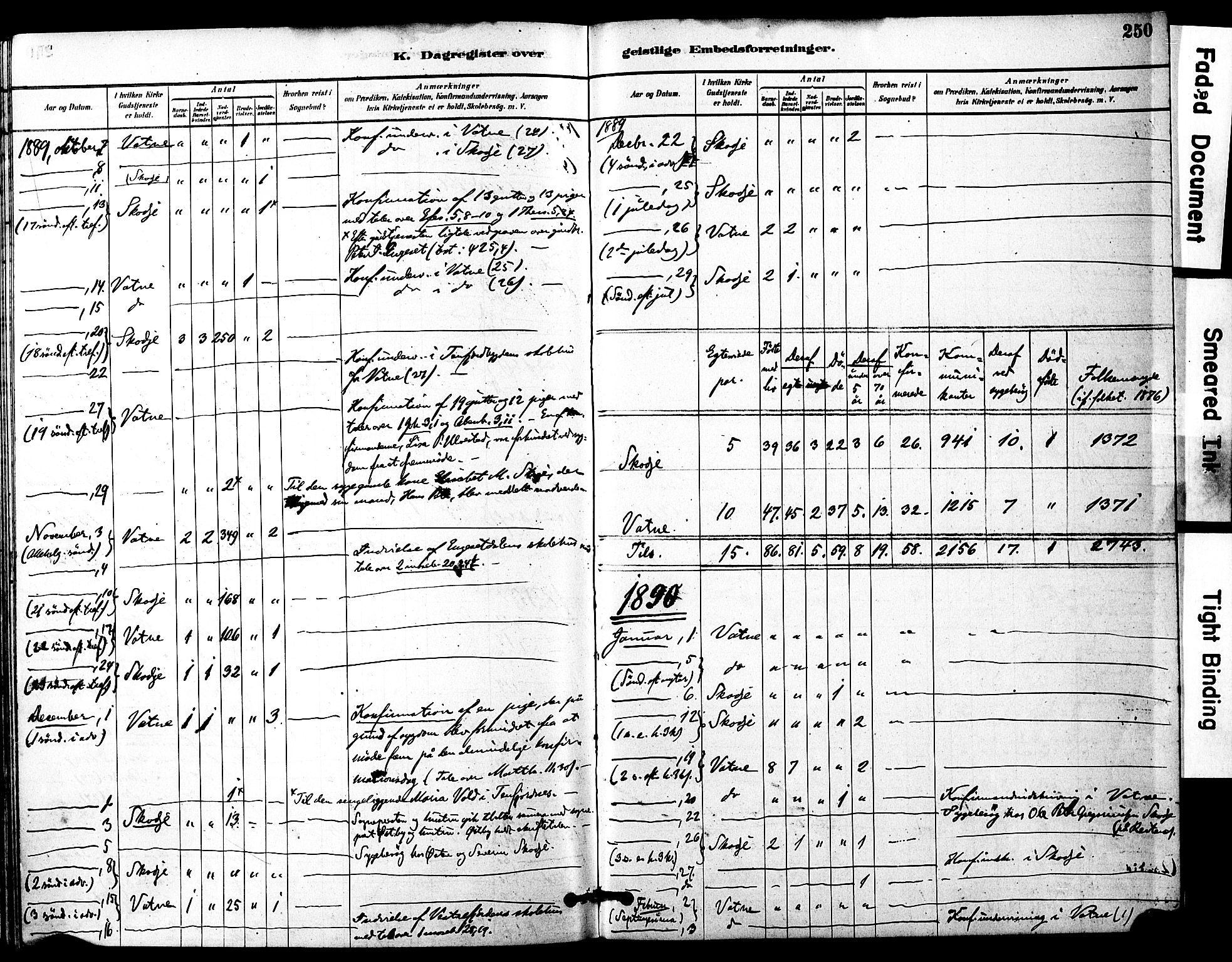 Ministerialprotokoller, klokkerbøker og fødselsregistre - Møre og Romsdal, SAT/A-1454/525/L0374: Parish register (official) no. 525A04, 1880-1899, p. 250