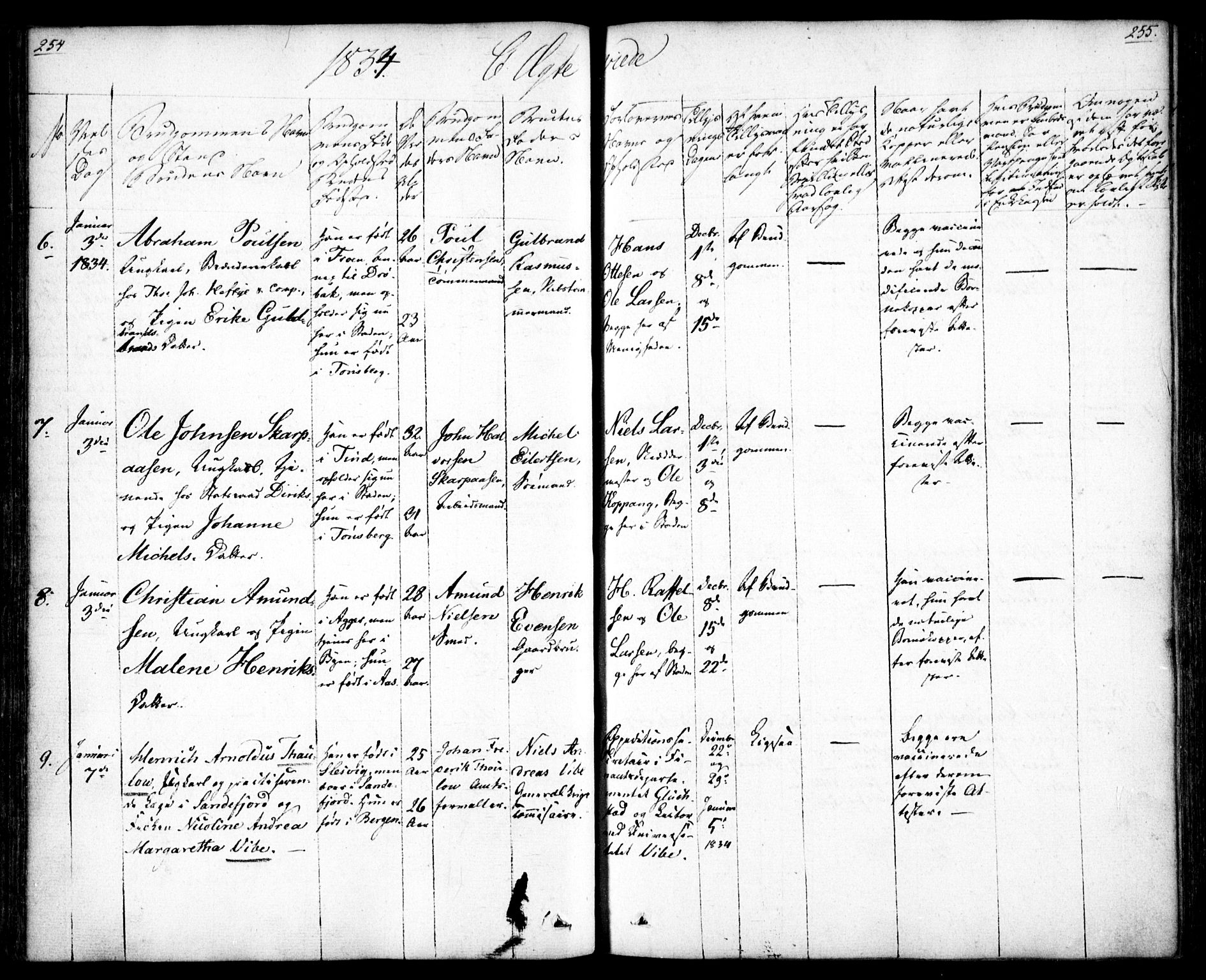 Oslo domkirke Kirkebøker, SAO/A-10752/F/Fa/L0019: Parish register (official) no. 19, 1828-1847, p. 254-255