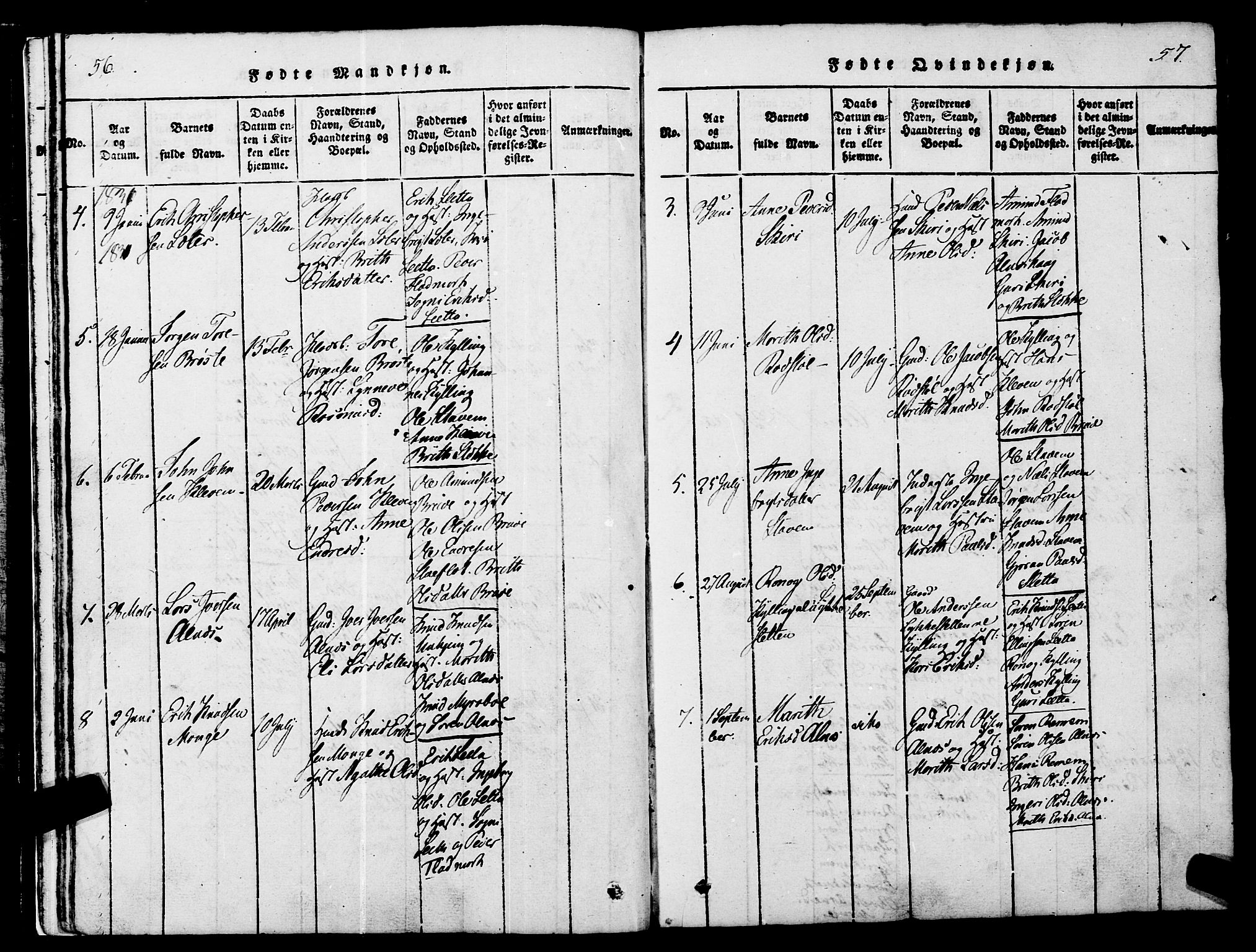 Ministerialprotokoller, klokkerbøker og fødselsregistre - Møre og Romsdal, AV/SAT-A-1454/546/L0593: Parish register (official) no. 546A01, 1818-1853, p. 56-57