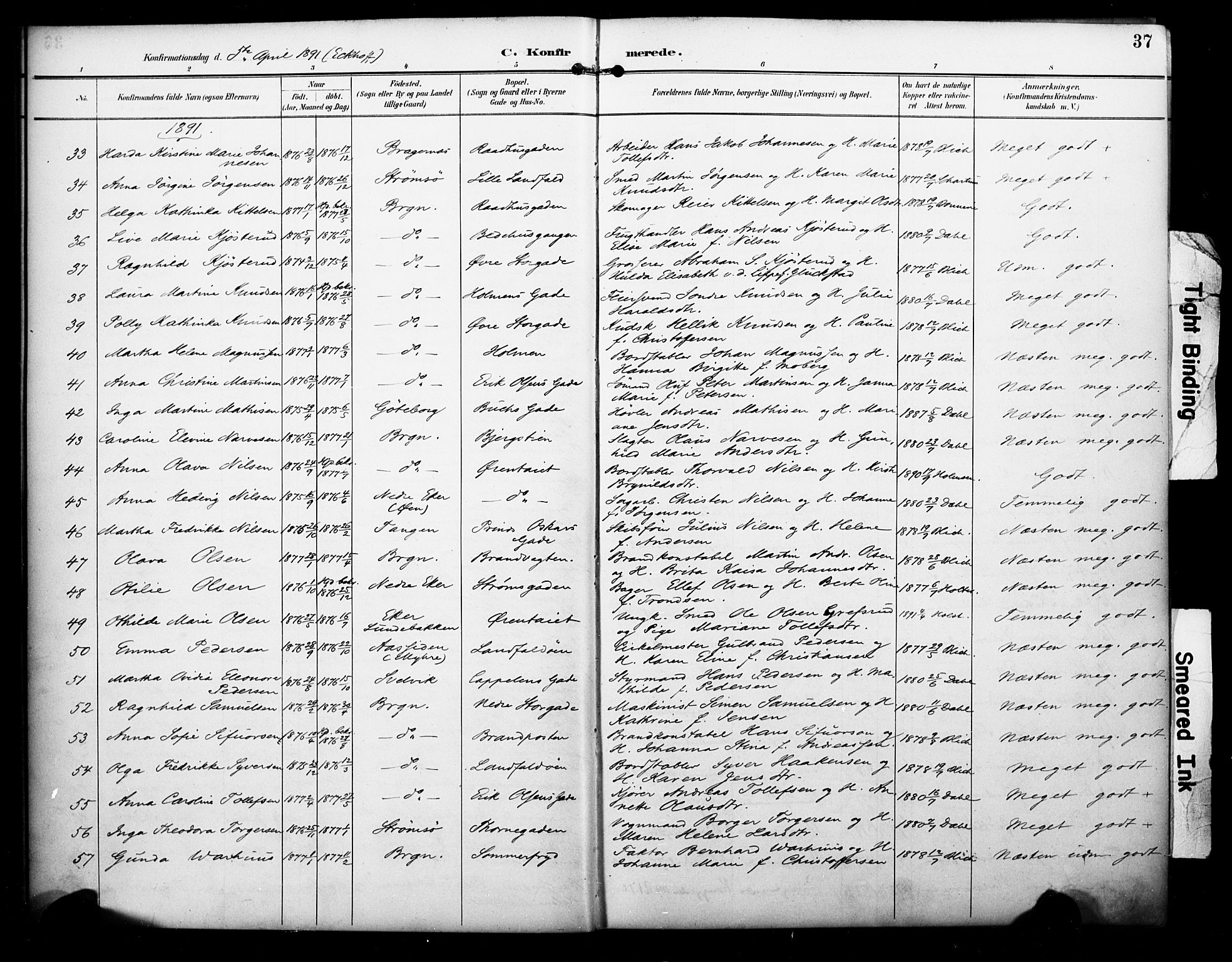 Bragernes kirkebøker, AV/SAKO-A-6/F/Fc/L0006: Parish register (official) no. III 6, 1888-1899, p. 37