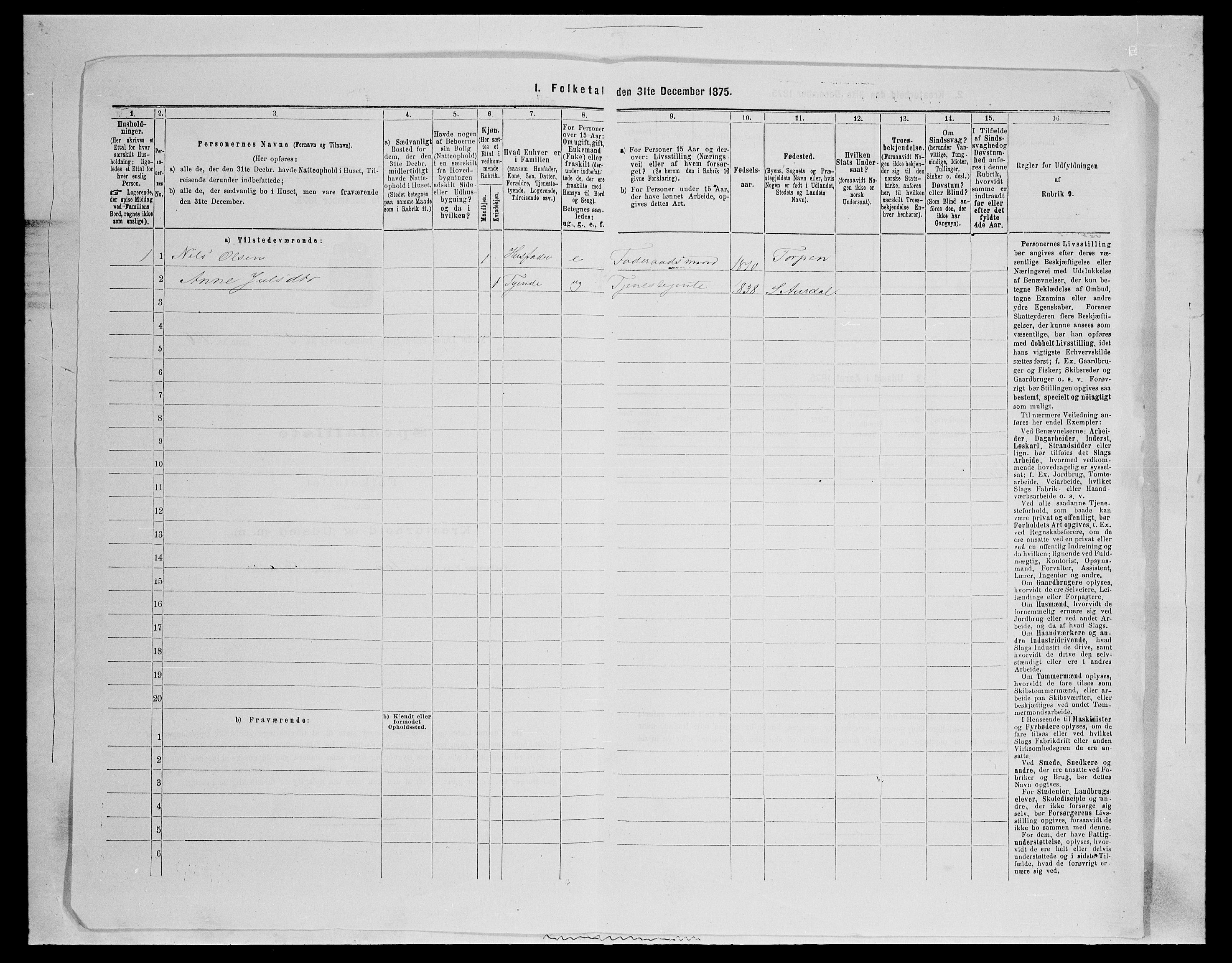 SAH, 1875 census for 0538P Nordre Land, 1875, p. 922