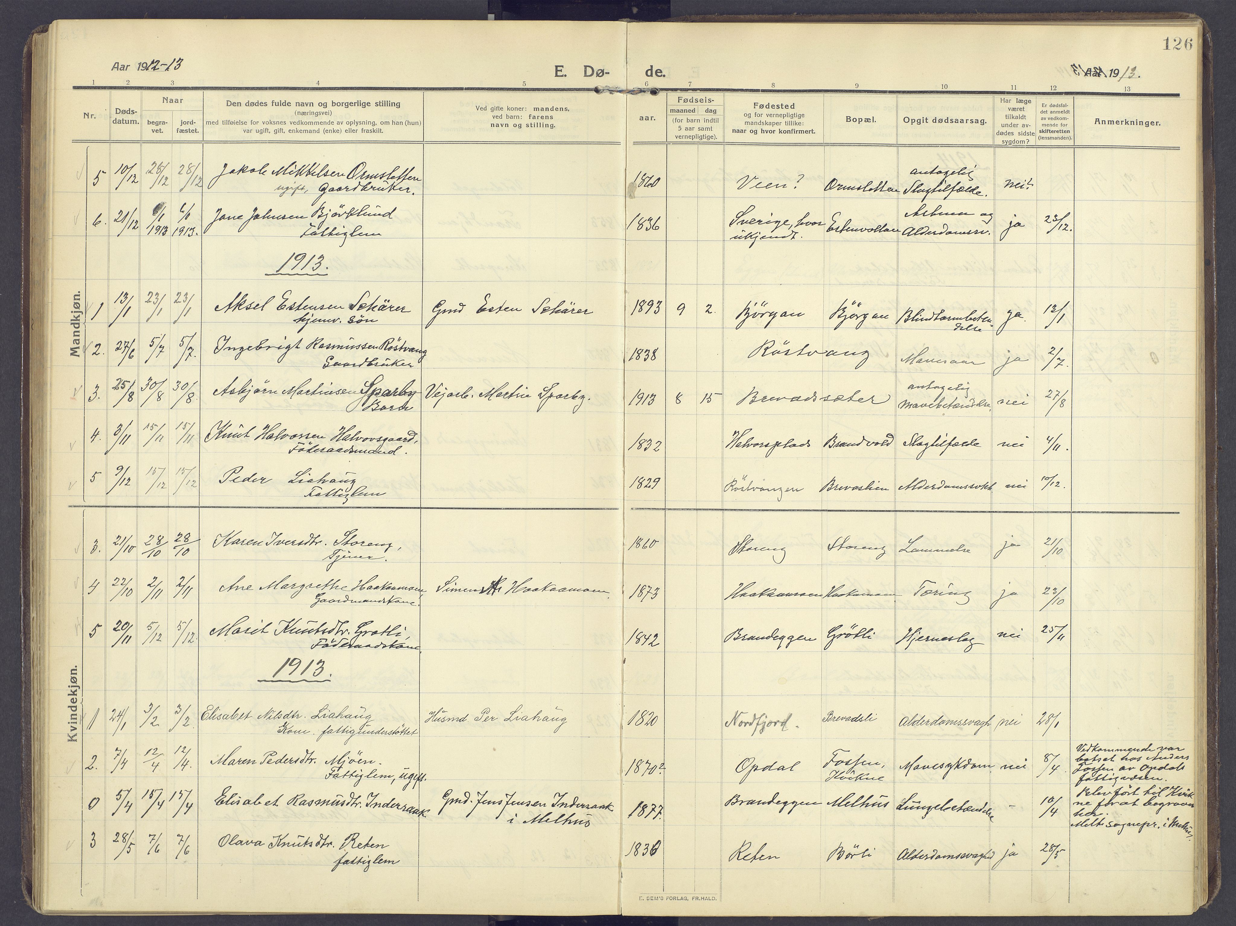 Kvikne prestekontor, AV/SAH-PREST-064/H/Ha/Haa/L0009: Parish register (official) no. 9, 1911-1942, p. 126