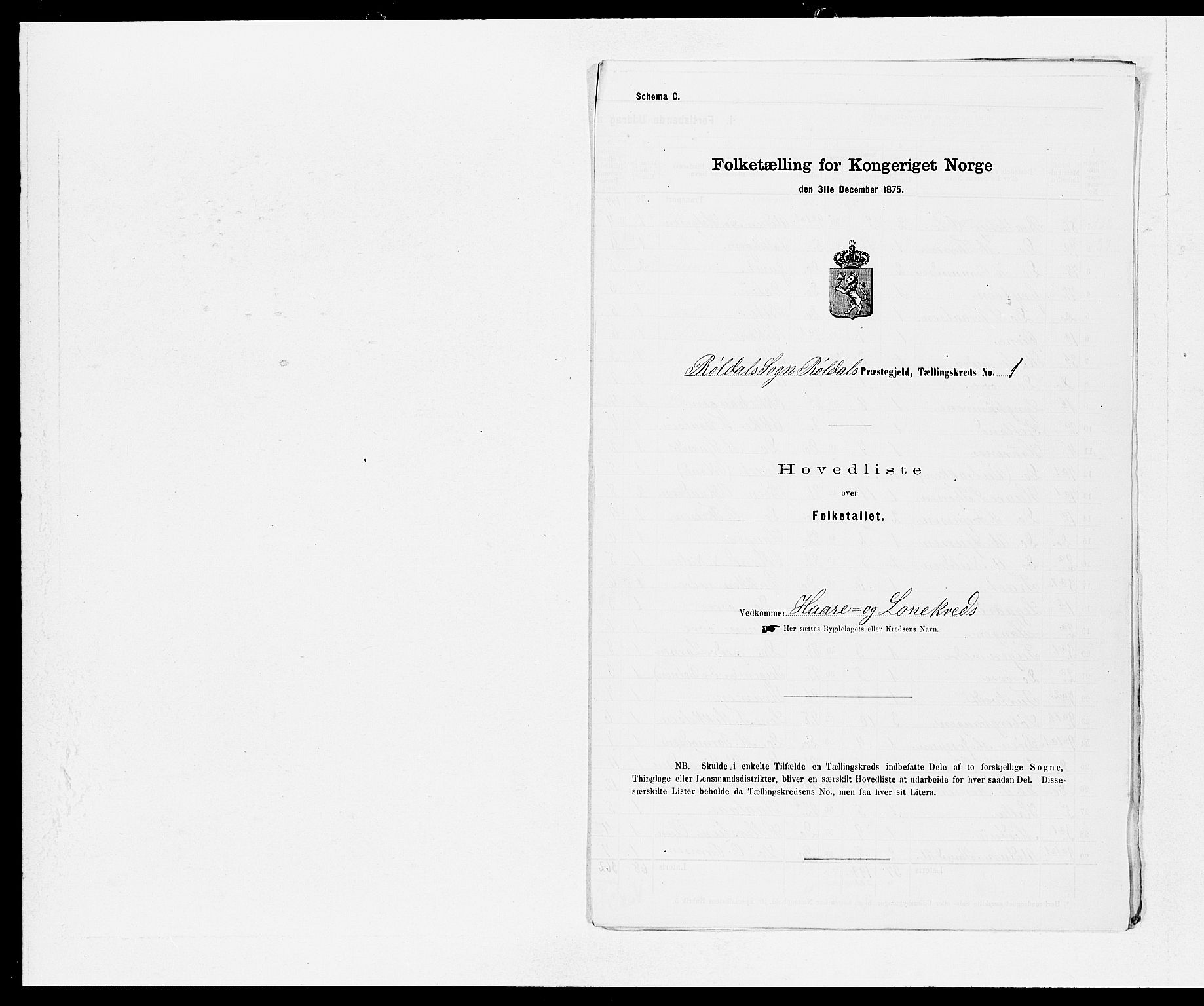 SAB, 1875 census for 1229P Røldal, 1875, p. 2