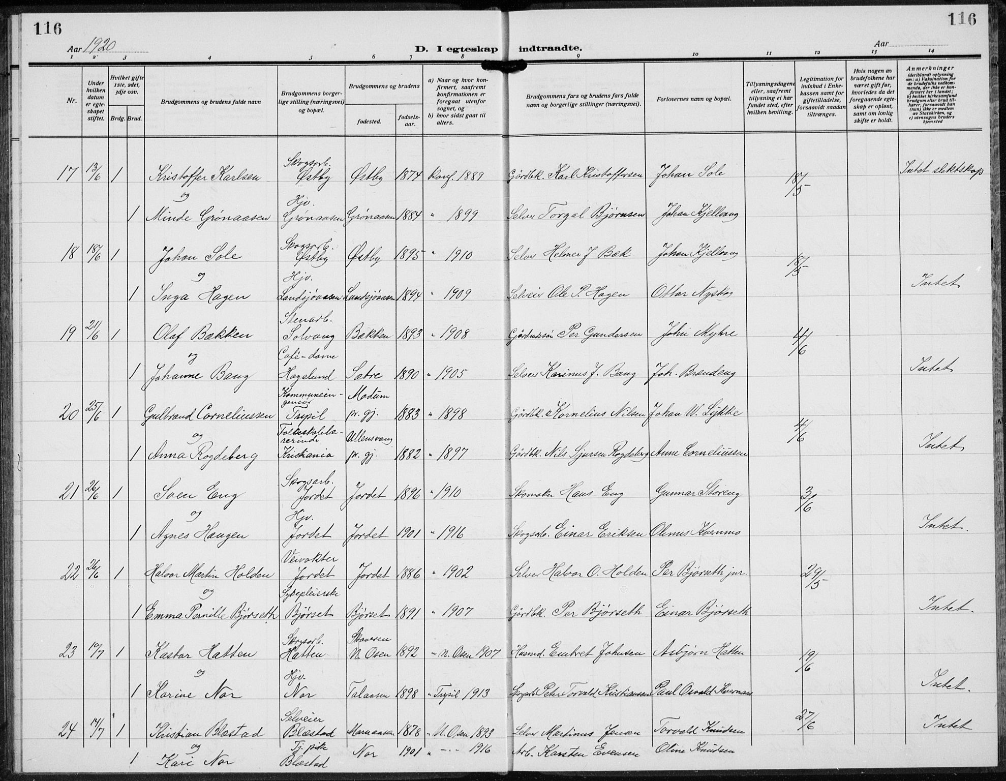 Trysil prestekontor, AV/SAH-PREST-046/H/Ha/Hab/L0010: Parish register (copy) no. 10, 1917-1937, p. 116