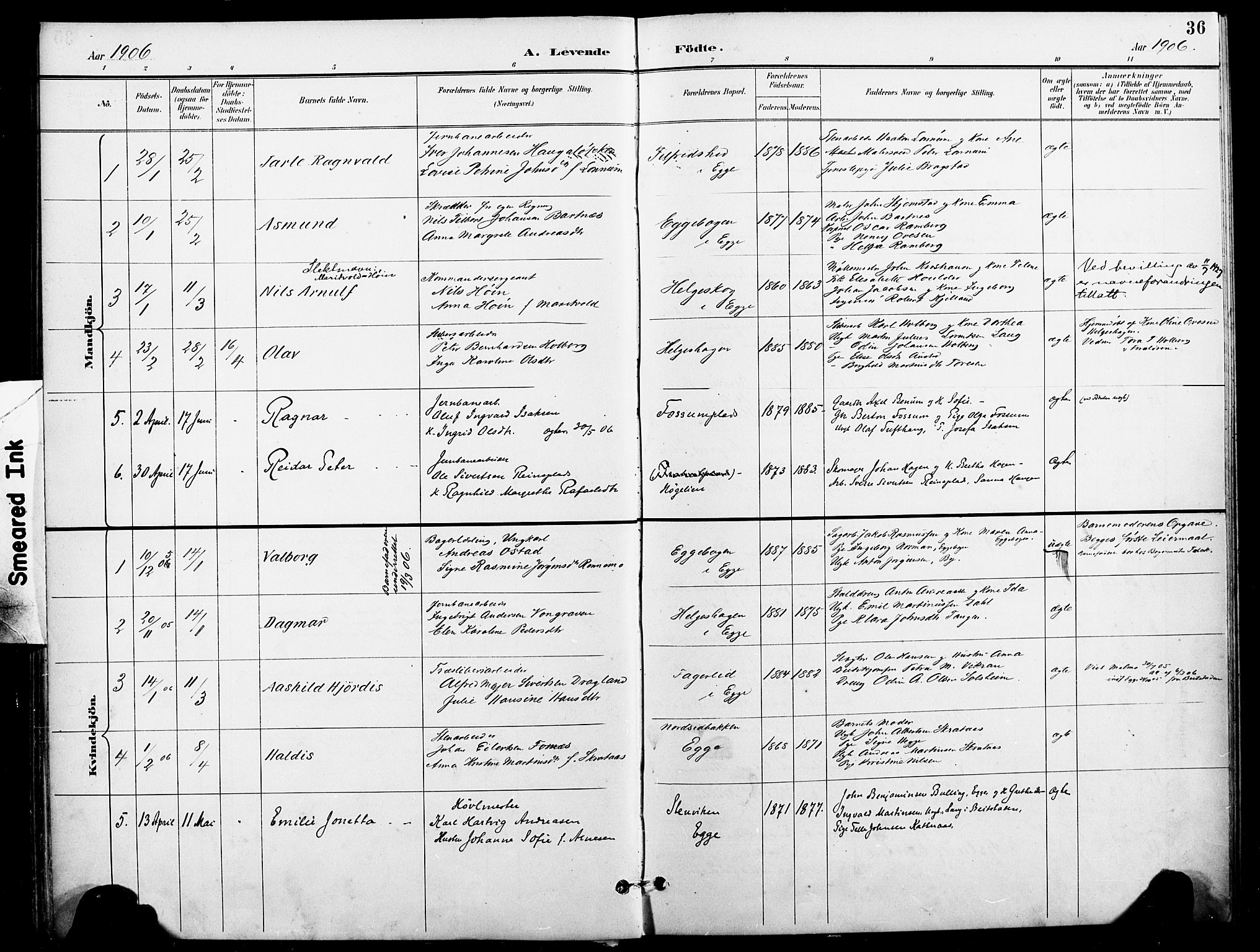 Ministerialprotokoller, klokkerbøker og fødselsregistre - Nord-Trøndelag, SAT/A-1458/740/L0379: Parish register (official) no. 740A02, 1895-1907, p. 36
