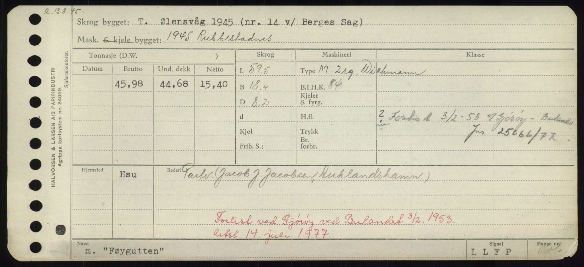 Sjøfartsdirektoratet med forløpere, Skipsmålingen, RA/S-1627/H/Hd/L0011: Fartøy, Fla-Får, p. 649