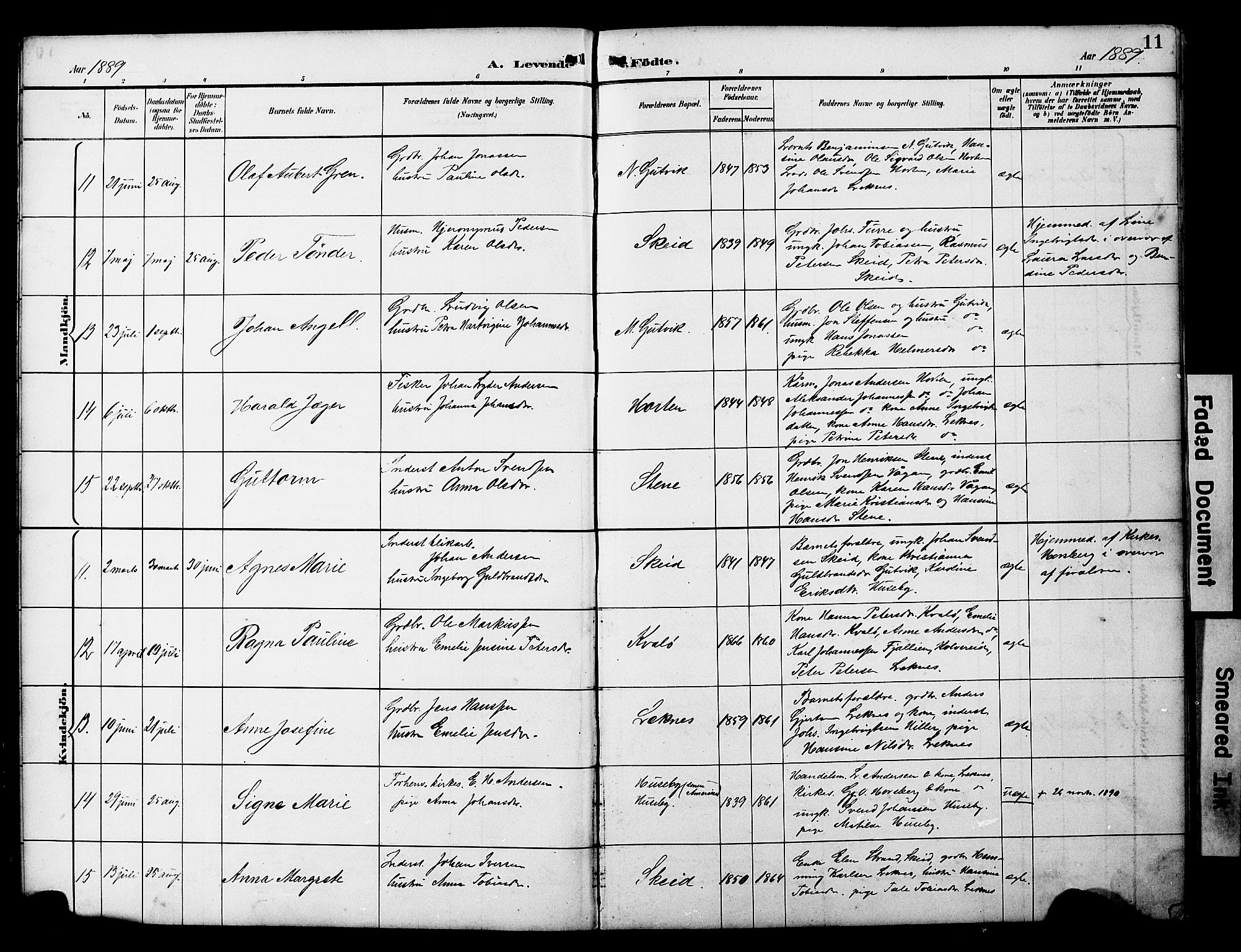 Ministerialprotokoller, klokkerbøker og fødselsregistre - Nord-Trøndelag, AV/SAT-A-1458/788/L0701: Parish register (copy) no. 788C01, 1888-1913, p. 11