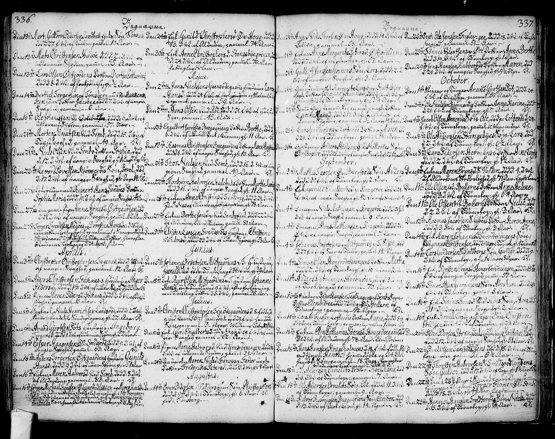 Nøtterøy kirkebøker, SAKO/A-354/F/Fa/L0003: Parish register (official) no. I 3, 1791-1814, p. 336-337