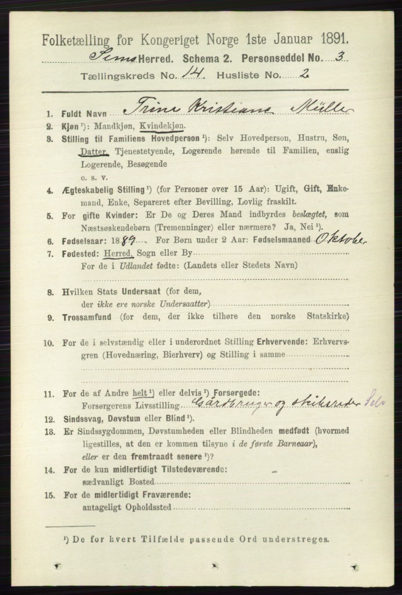 RA, 1891 census for 0721 Sem, 1891, p. 7028