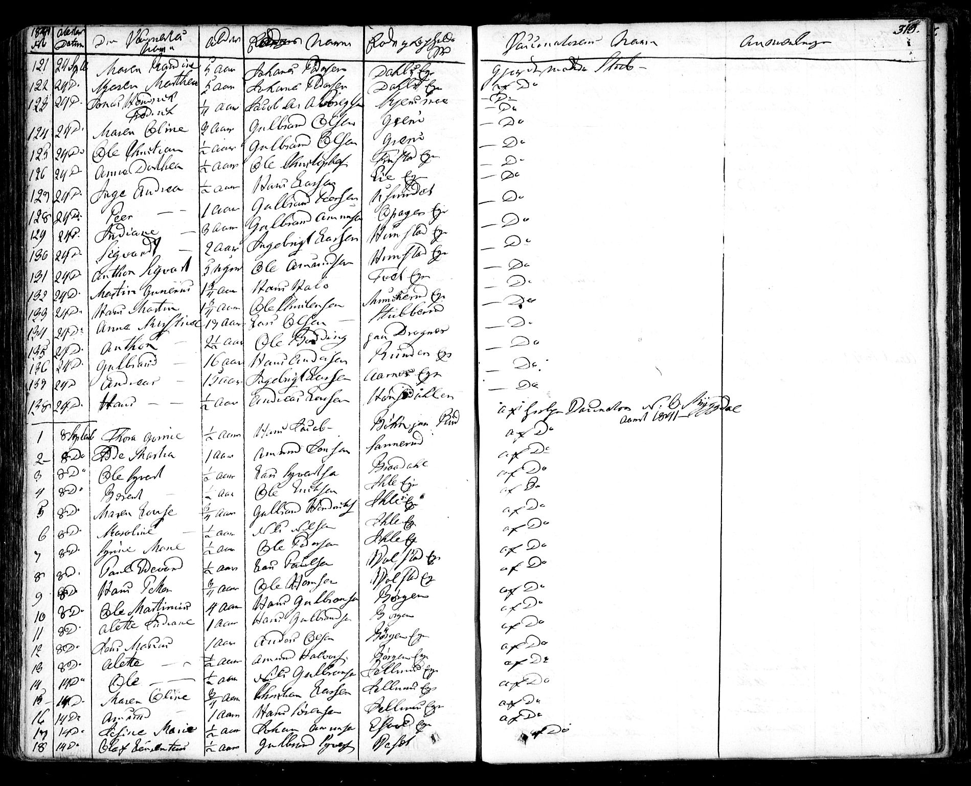 Nes prestekontor Kirkebøker, AV/SAO-A-10410/F/Fa/L0006: Parish register (official) no. I 6, 1833-1845, p. 313