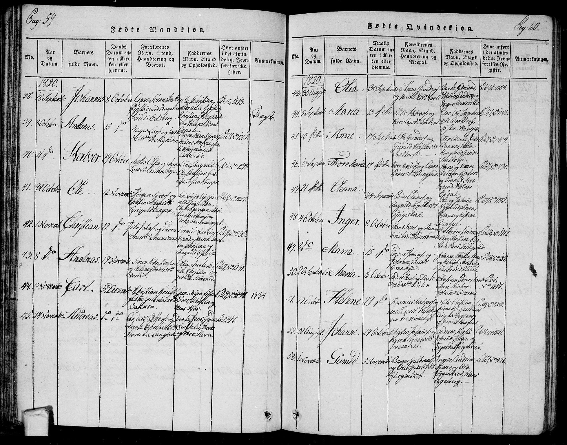 Trøgstad prestekontor Kirkebøker, AV/SAO-A-10925/G/Ga/L0001: Parish register (copy) no. I 1, 1815-1831, p. 59-60