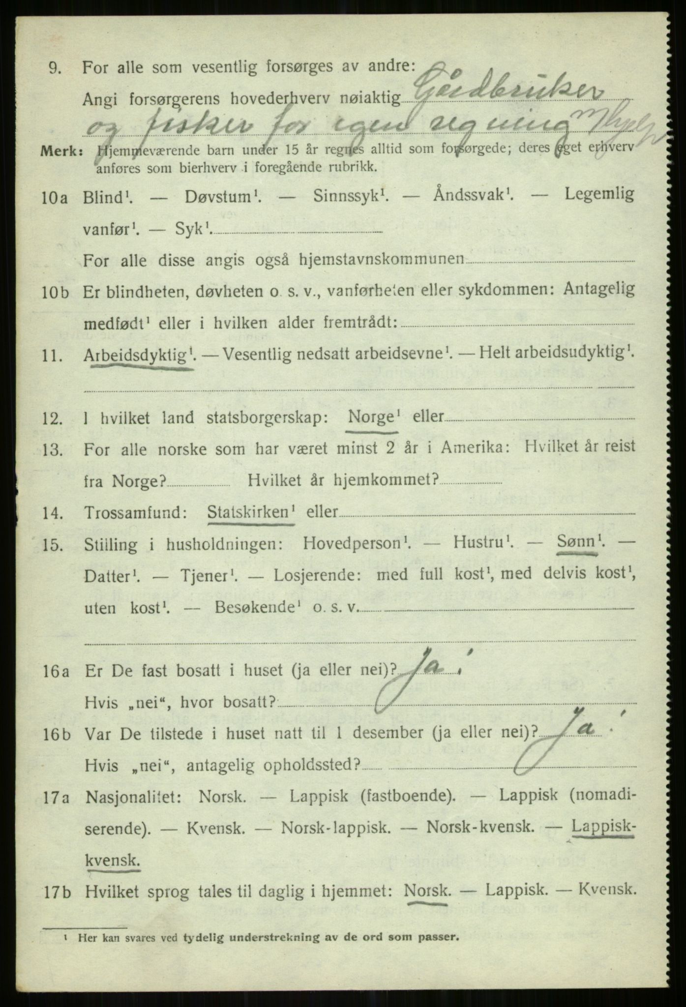 SATØ, 1920 census for Helgøy, 1920, p. 2556