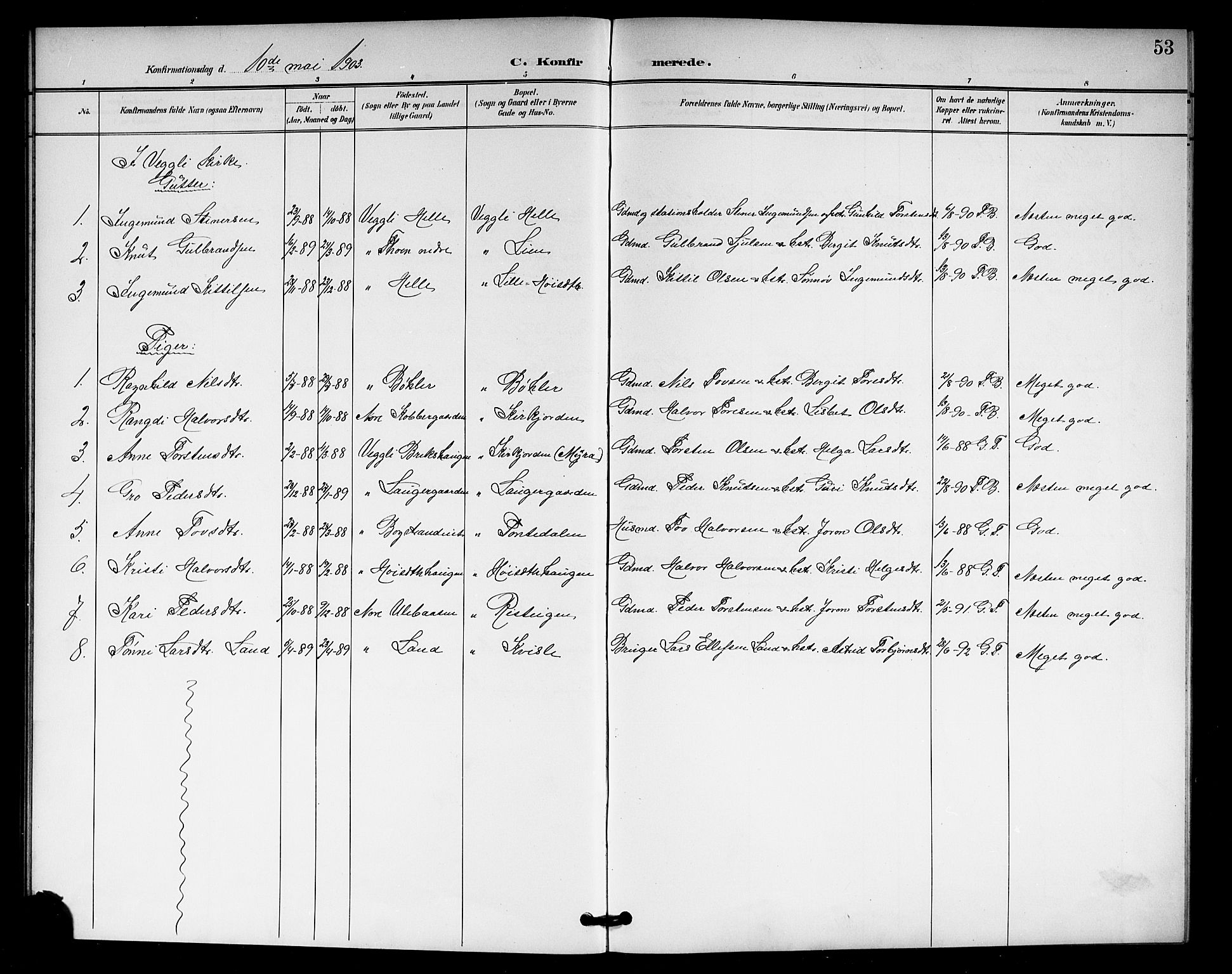 Rollag kirkebøker, SAKO/A-240/G/Gb/L0003: Parish register (copy) no. II 3, 1897-1919, p. 53