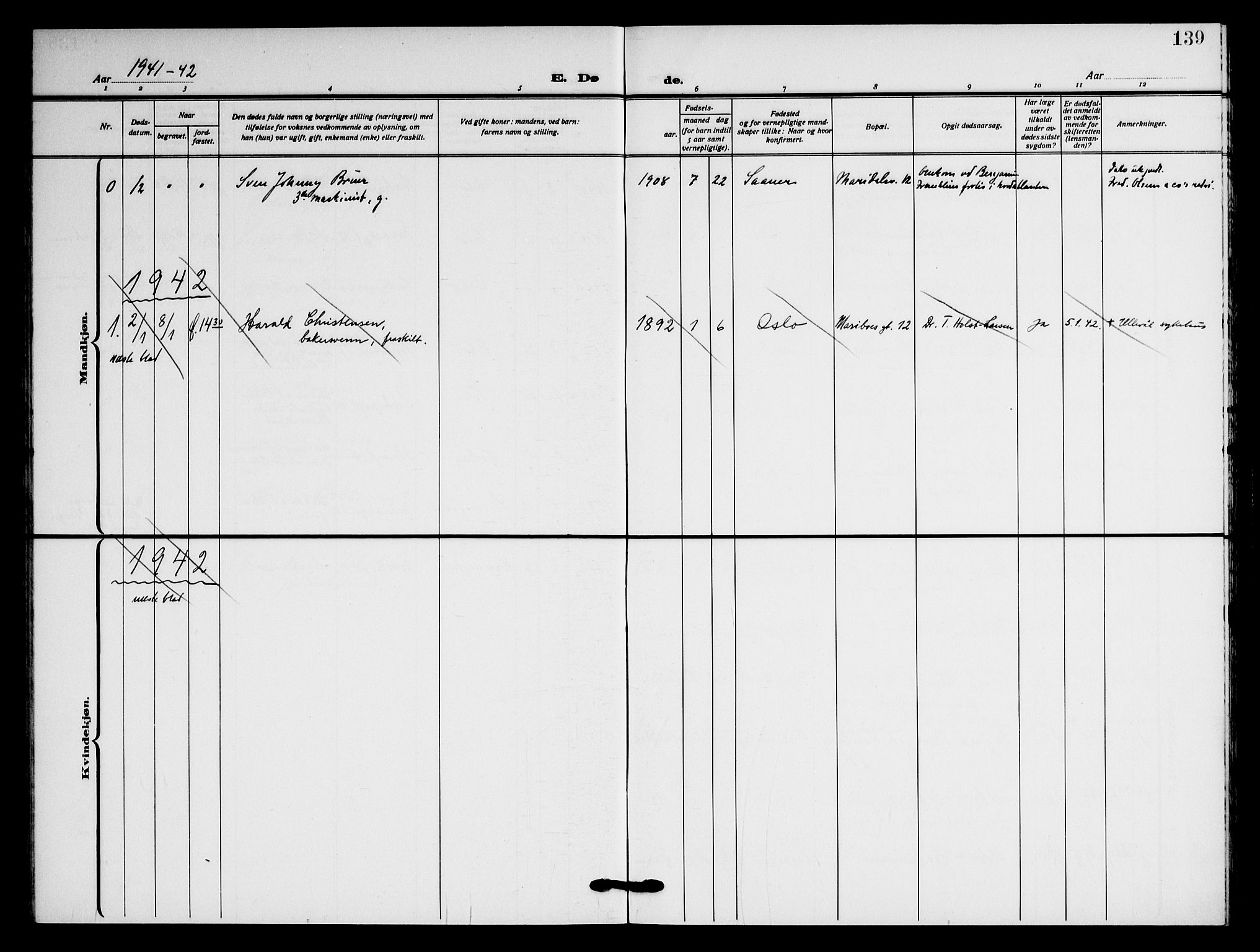 Jakob prestekontor Kirkebøker, SAO/A-10850/F/Fa/L0012: Parish register (official) no. 12, 1921-1948, p. 139