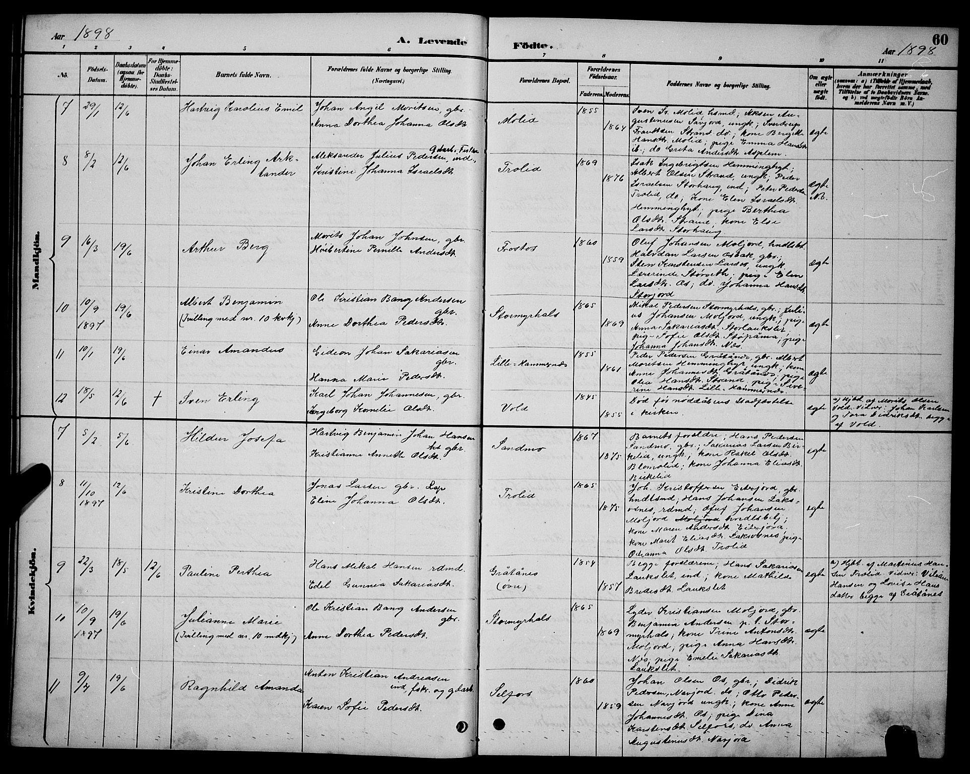 Ministerialprotokoller, klokkerbøker og fødselsregistre - Nordland, AV/SAT-A-1459/846/L0654: Parish register (copy) no. 846C04, 1887-1901, p. 60