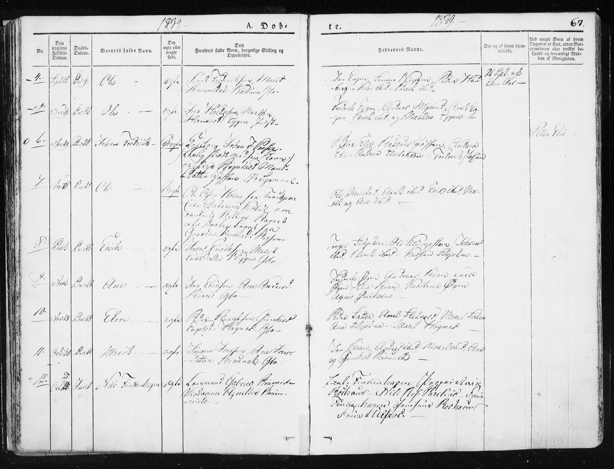 Ministerialprotokoller, klokkerbøker og fødselsregistre - Sør-Trøndelag, SAT/A-1456/665/L0771: Parish register (official) no. 665A06, 1830-1856, p. 67