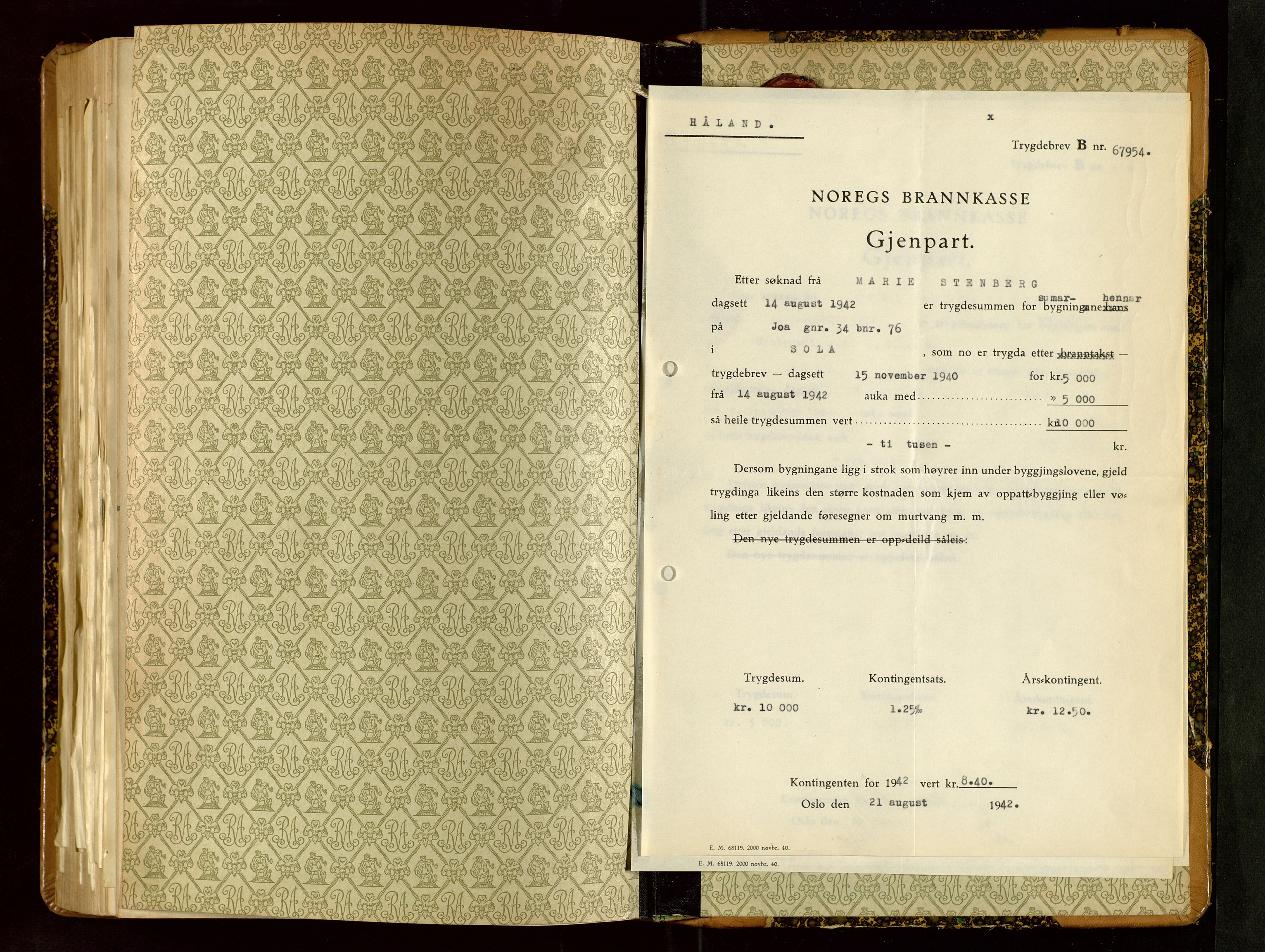 Håland lensmannskontor, SAST/A-100100/Gob/L0009: Branntakstprotokoll - skjematakst. Register i boken., 1930-1933