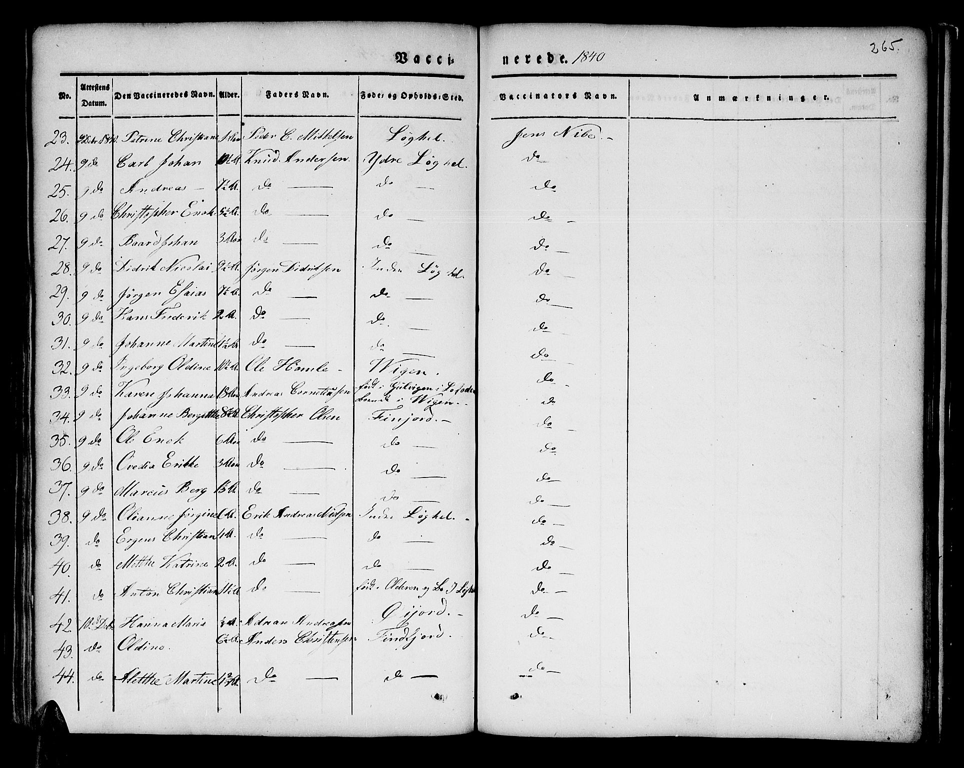 Lenvik sokneprestembete, AV/SATØ-S-1310/H/Ha/Haa/L0004kirke: Parish register (official) no. 4, 1832-1844, p. 265