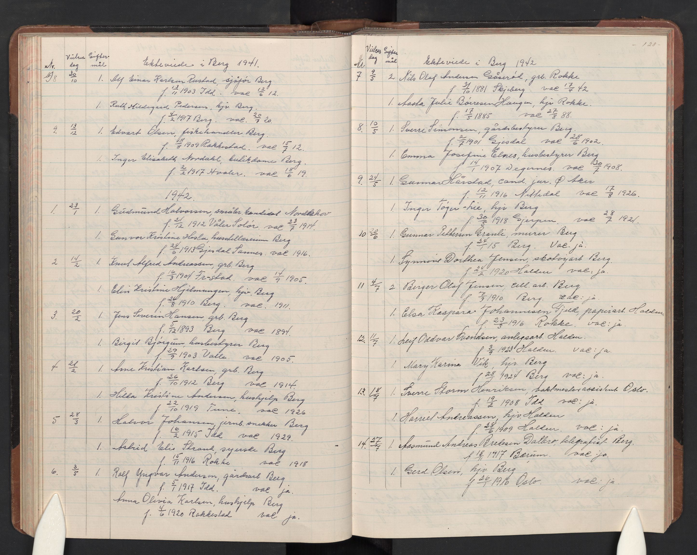 Berg prestekontor Kirkebøker, AV/SAO-A-10902/G/Ga/L0005: Parish register (copy) no. I 5, 1922-1965, p. 128