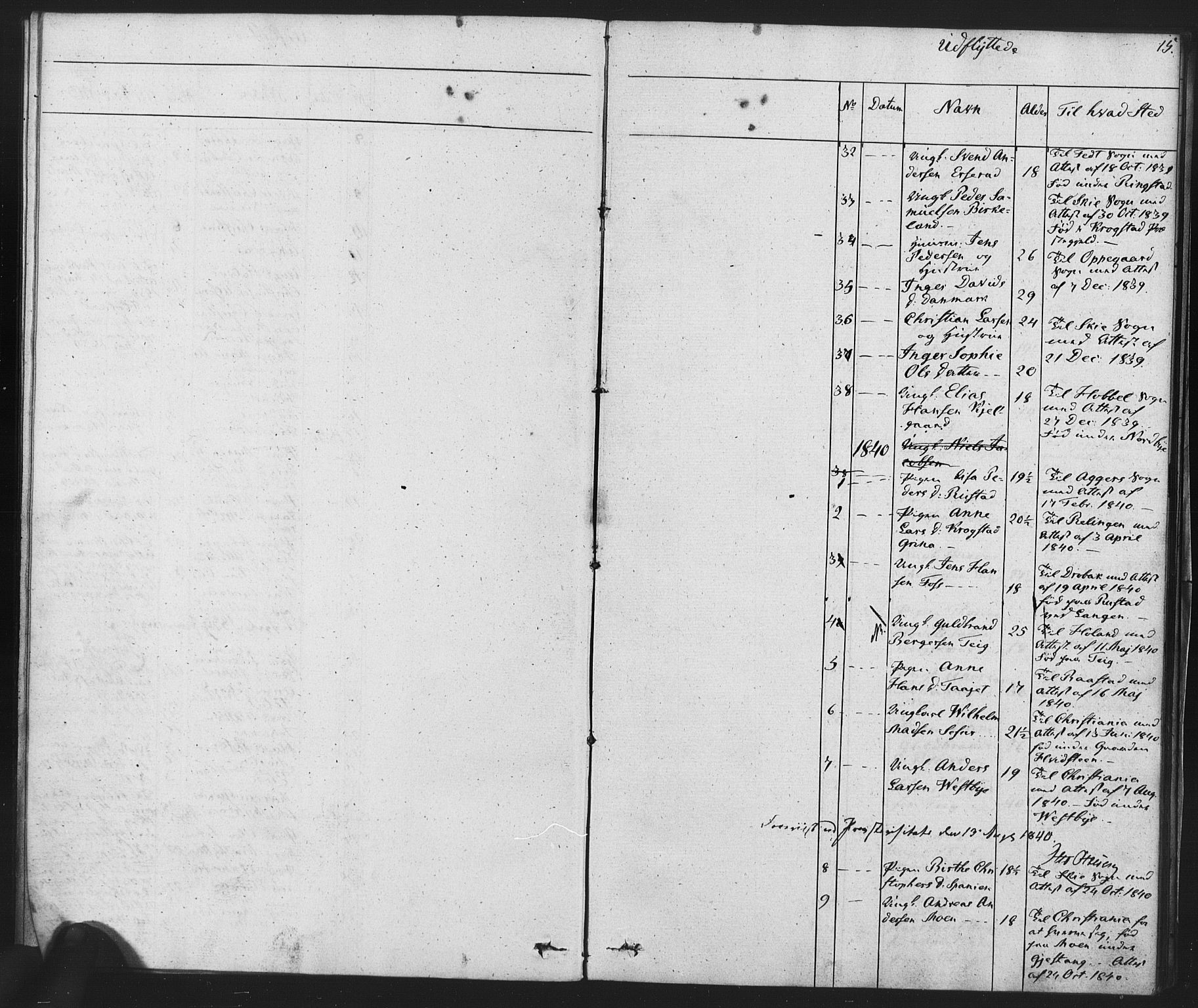Enebakk prestekontor Kirkebøker, SAO/A-10171c/F/Fa/L0014: Parish register (official) no. I 14, 1833-1878, p. 15
