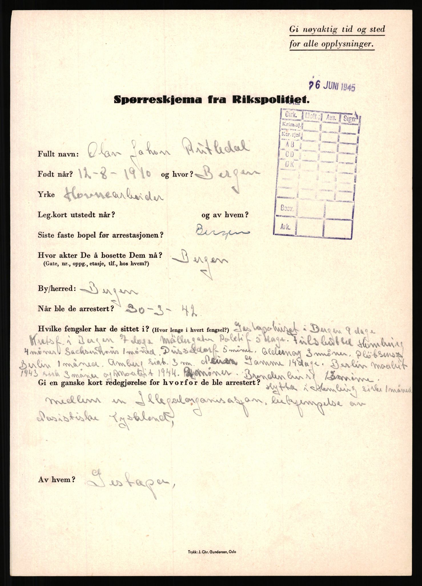 Rikspolitisjefen, AV/RA-S-1560/L/L0014: Pettersen, Aksel - Savosnick, Ernst, 1940-1945, p. 827