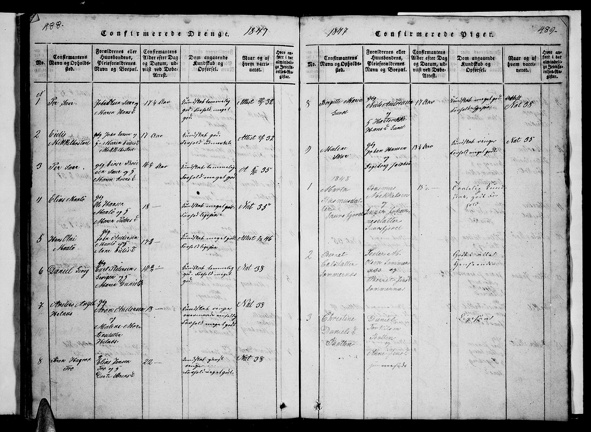 Ministerialprotokoller, klokkerbøker og fødselsregistre - Nordland, AV/SAT-A-1459/857/L0826: Parish register (copy) no. 857C01, 1821-1852, p. 488-489