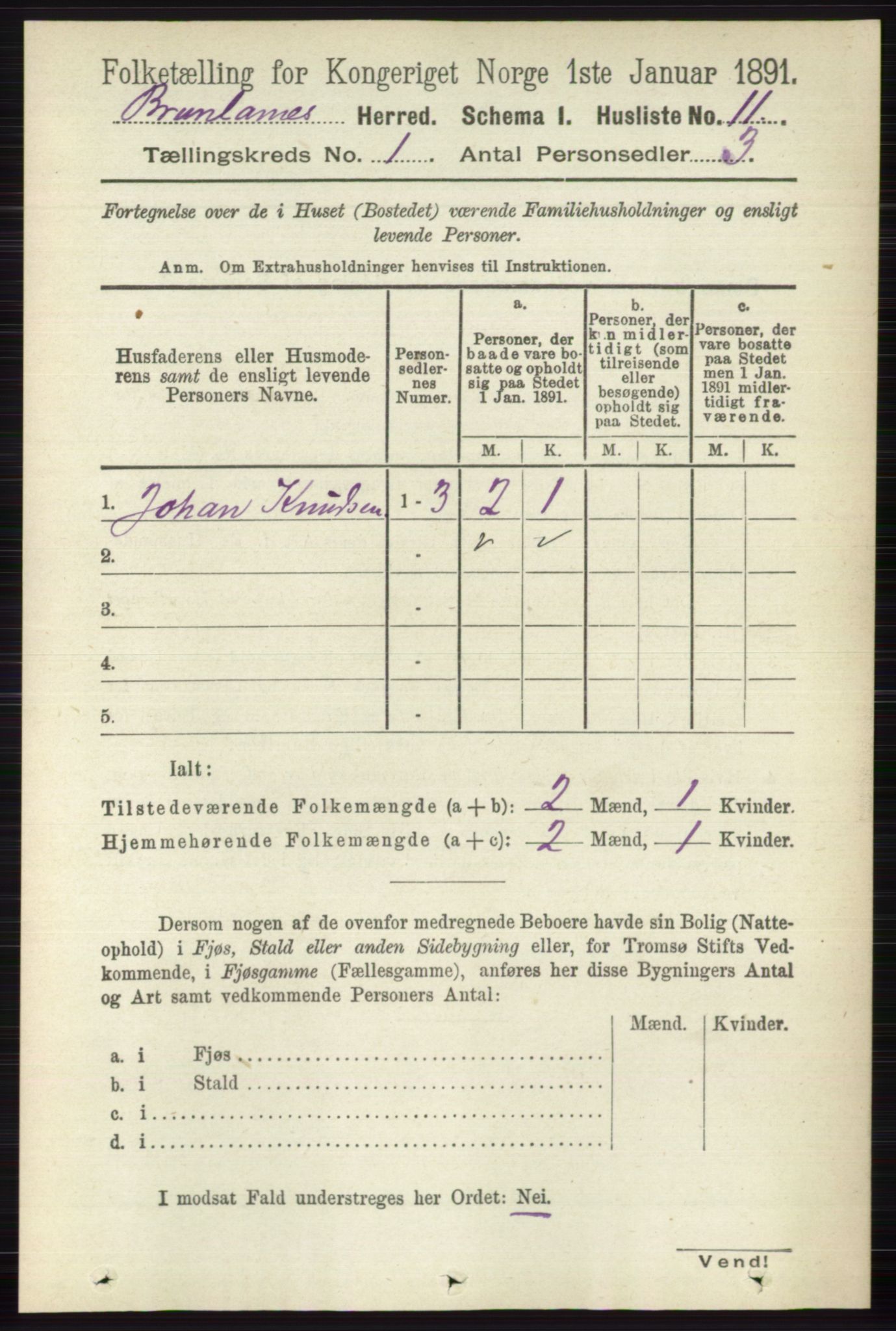 RA, 1891 census for 0726 Brunlanes, 1891, p. 46