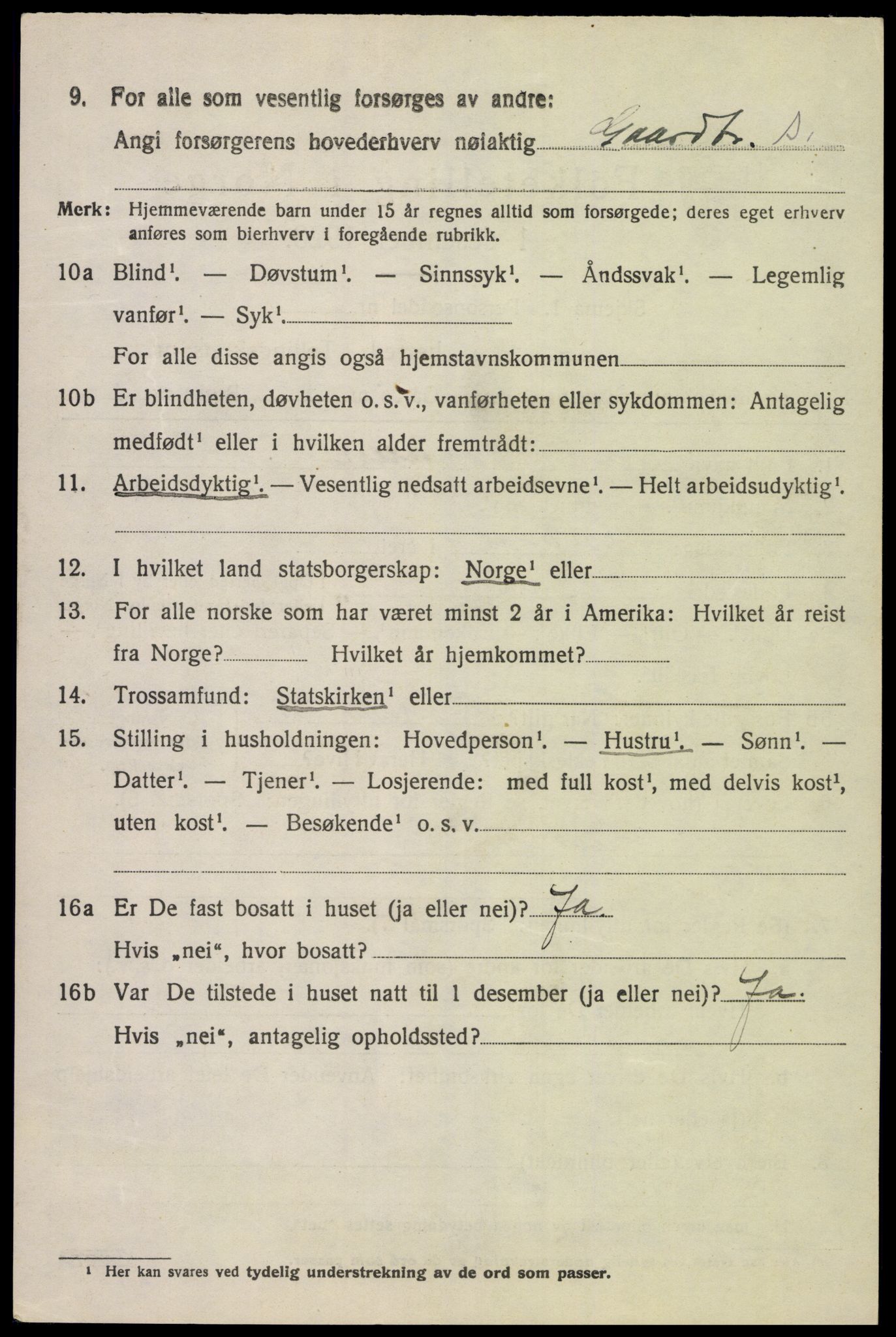 SAK, 1920 census for Lyngdal, 1920, p. 3970