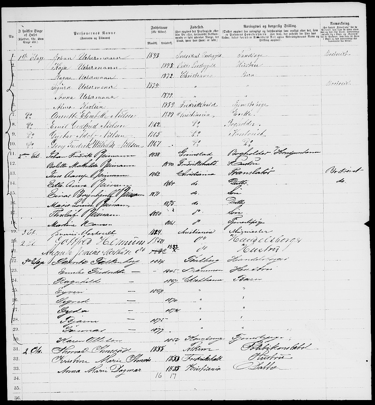 RA, 1885 census for 0301 Kristiania, 1885, p. 7364