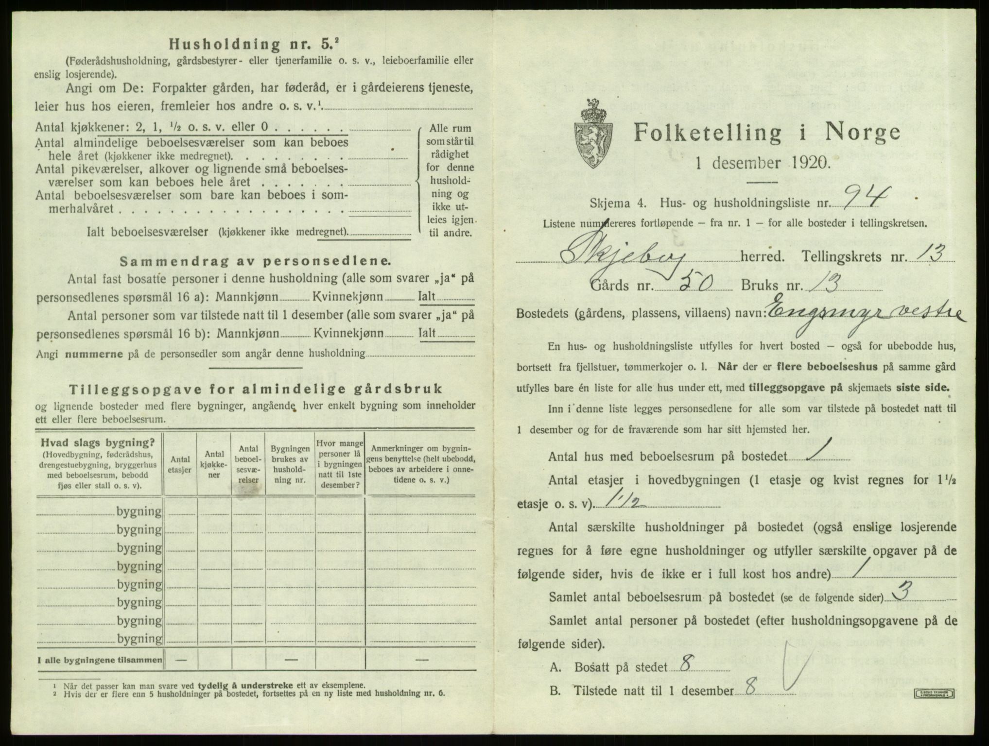 SAO, 1920 census for Skjeberg, 1920, p. 1919