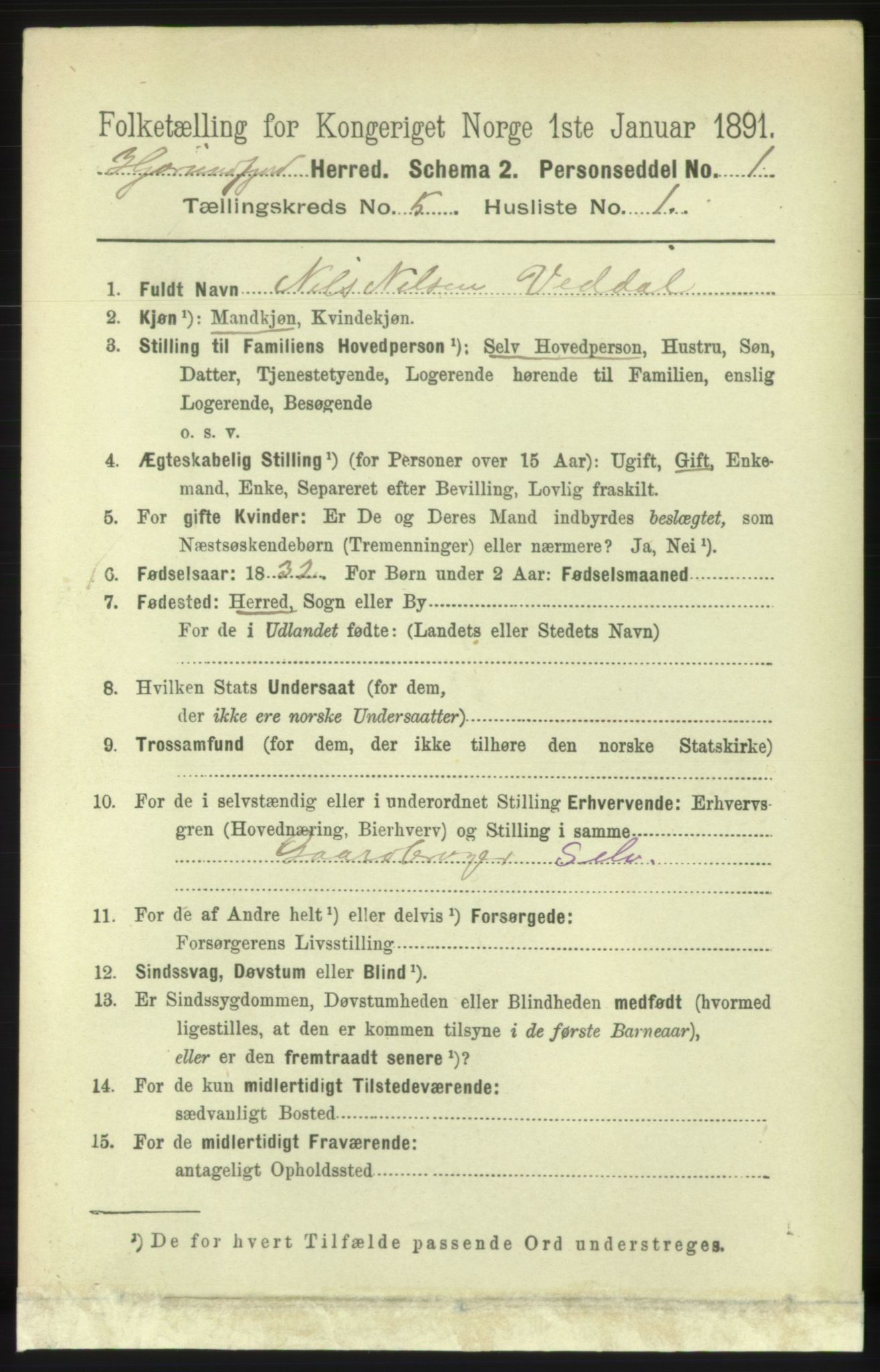 RA, 1891 census for 1522 Hjørundfjord, 1891, p. 895