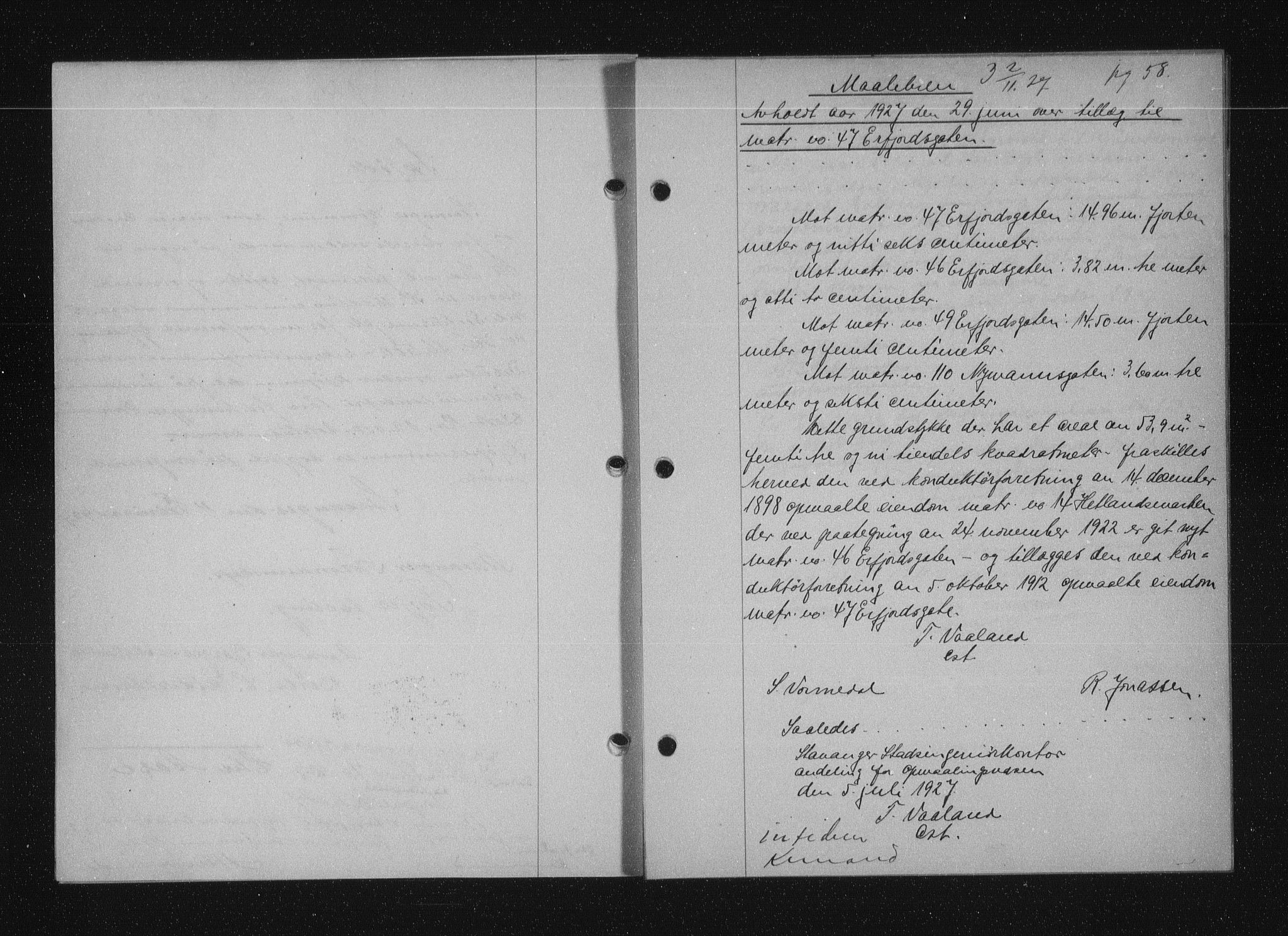 Stavanger byfogd, SAST/A-101408/001/4/41/410/410BB/L0053: Mortgage book no. 41, 1927-1928, Deed date: 02.11.1927