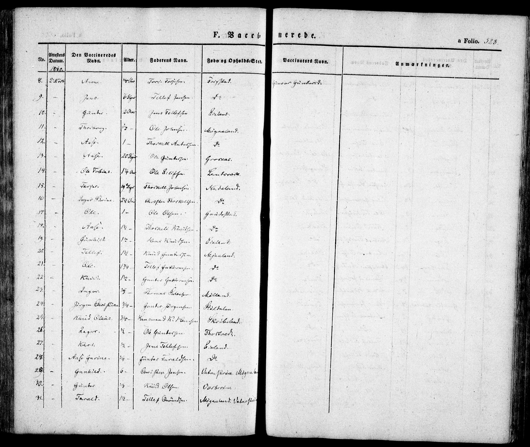 Evje sokneprestkontor, AV/SAK-1111-0008/F/Fa/Faa/L0005: Parish register (official) no. A 5, 1843-1865, p. 528